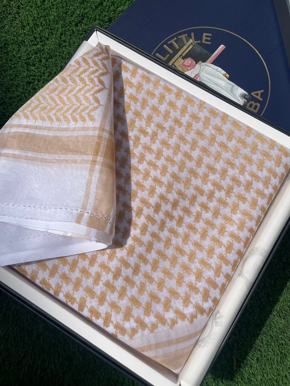 Muted Golden Beige Keffiyeh Scarf - 55