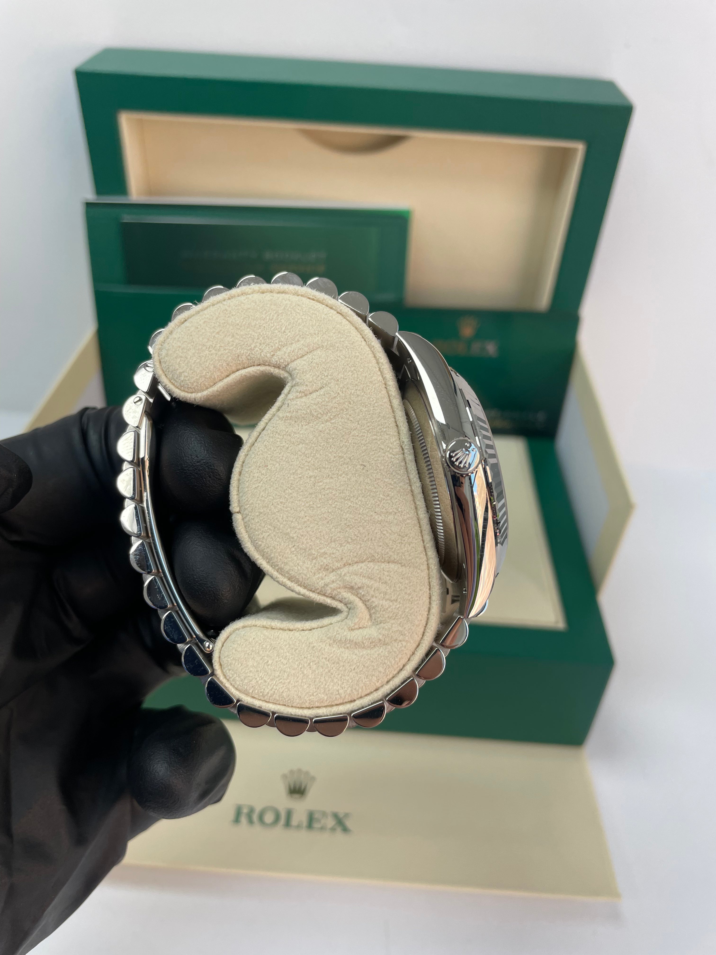 Rolex Day-Date 40mm 18K White Gold Watch with White Roman Dial, Fluted Bezel & President Bracelet (Ref. 228239) - Luxury Dress Watch for Business & Formal Occasions