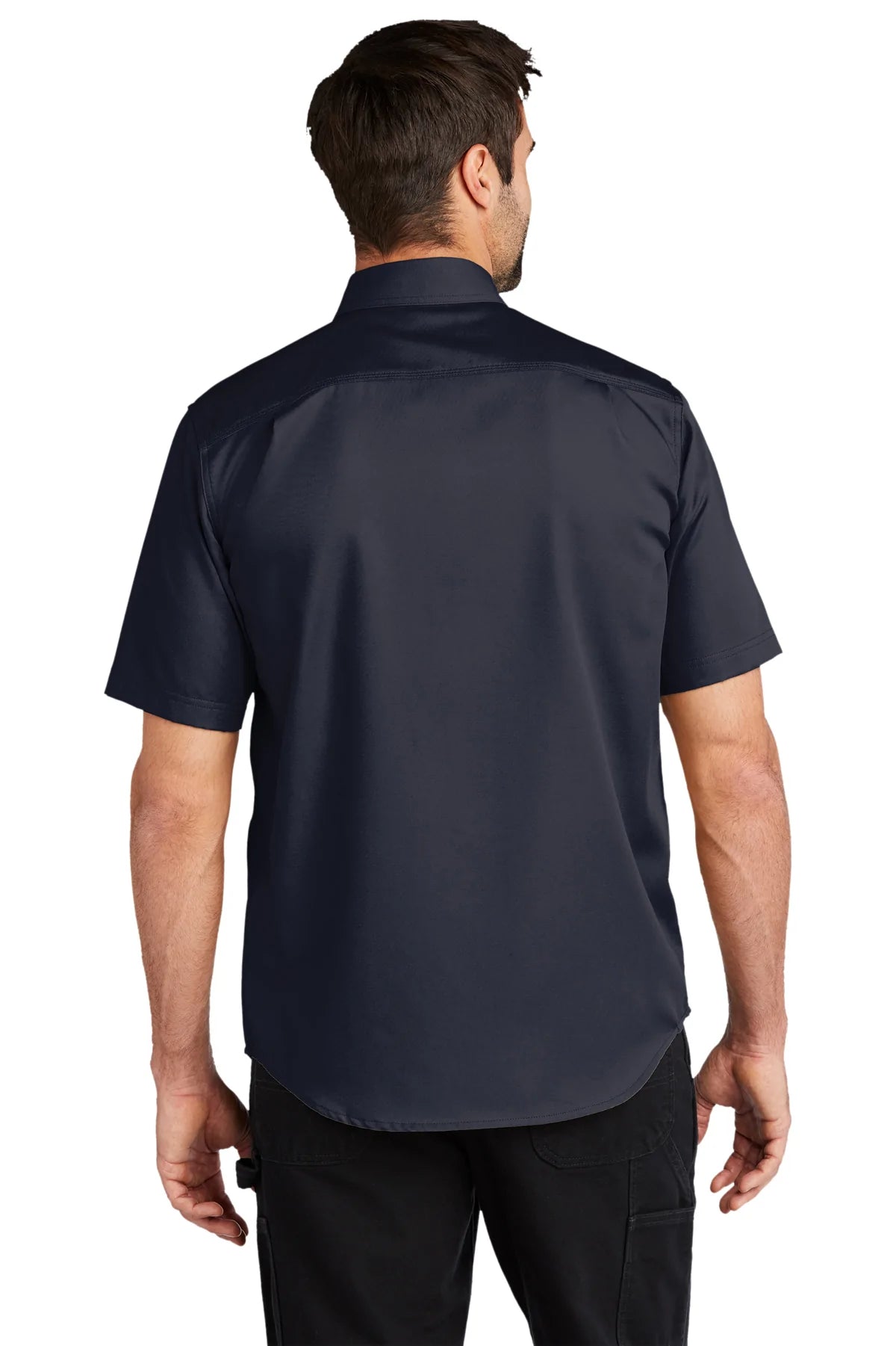 Carhartt Rugged Series Short Sleeve Work Shirt - Durable Cotton T-Shirt for Men, Navy Blue - Perfect for Construction, Outdoor Work & Casual Wear