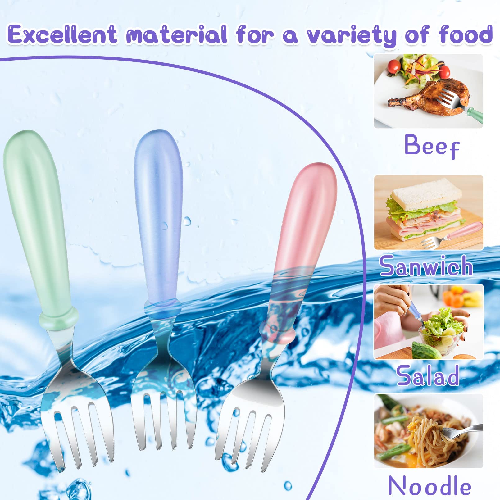 12Pcs Stainless Steel Toddler Forks - BPA Free Baby Utensils for Self Feeding | Kids Safe Cutlery with Round Handle for Boys & Girls | Dishwasher Safe | Perfect for Home, School Lunch & Travel Dining