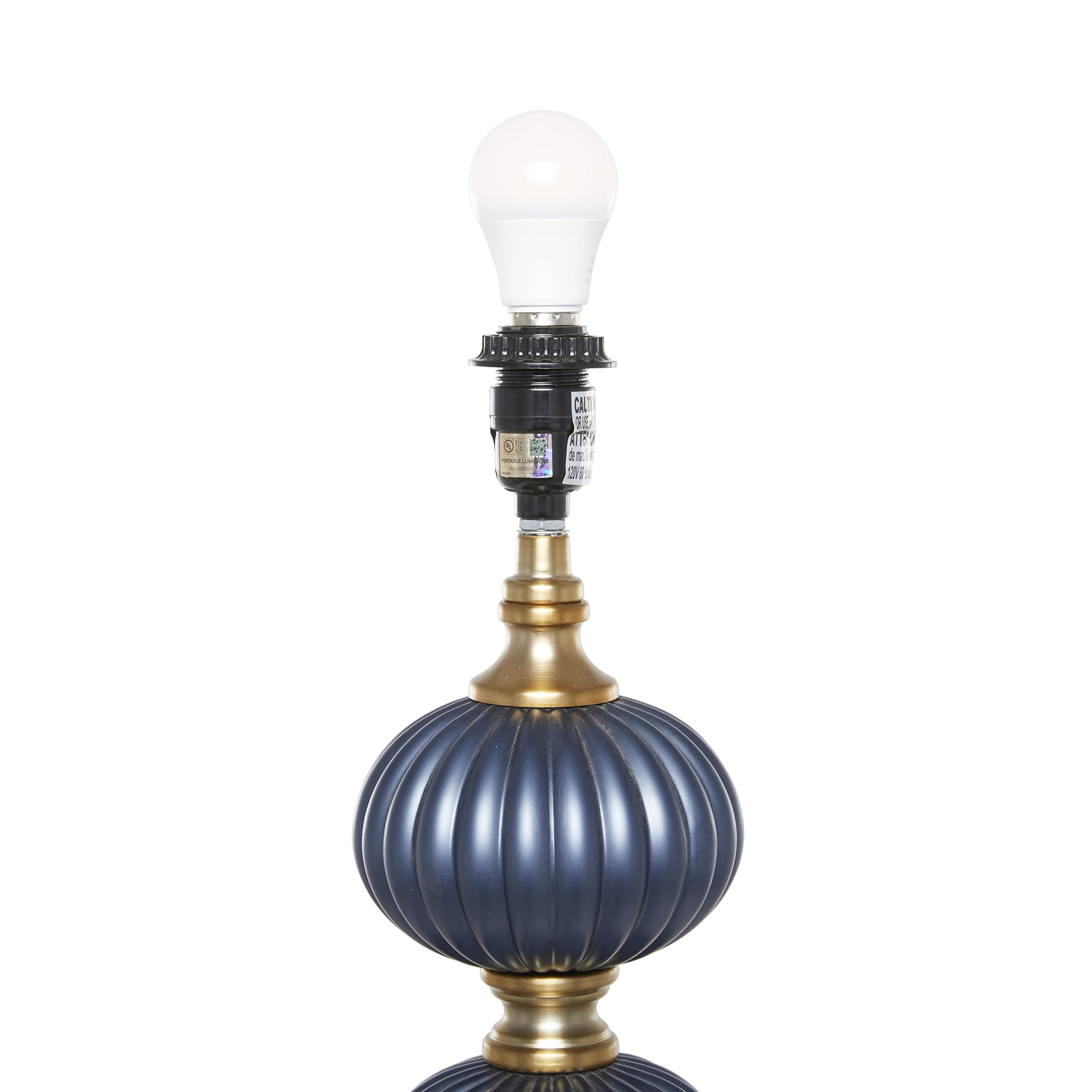 Deco 79 Modern Blue Fabric Floor Lamp with Ribbed Design, Velvet Shade & Gold Accents - 69