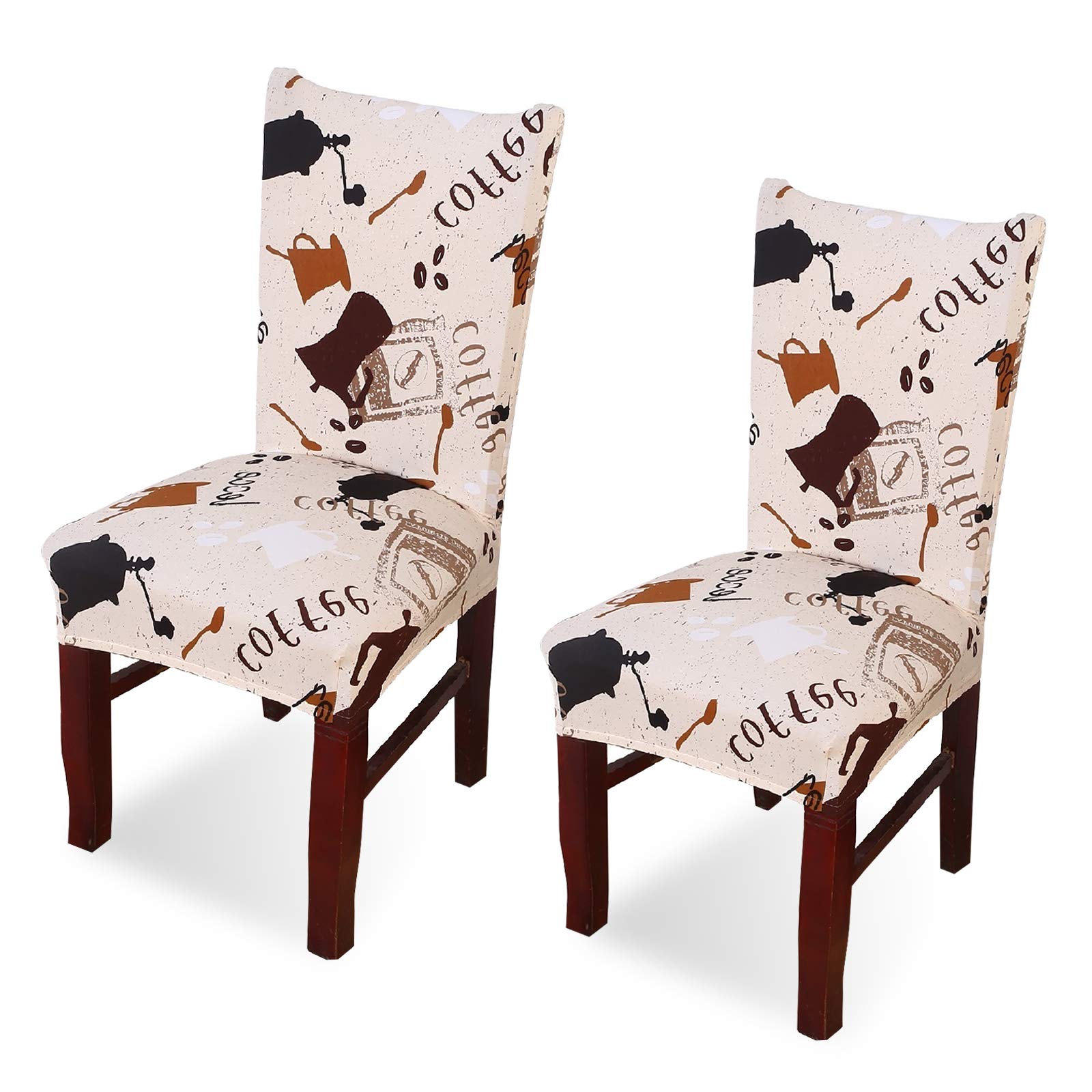 Argstar 2 Pack Stretchable Printed Dining Chair Covers - Spandex Armless Slipcovers for Kitchen & Dining Room - Washable Parson Chair Protector - Perfect for Home, Office & Coffee Shops