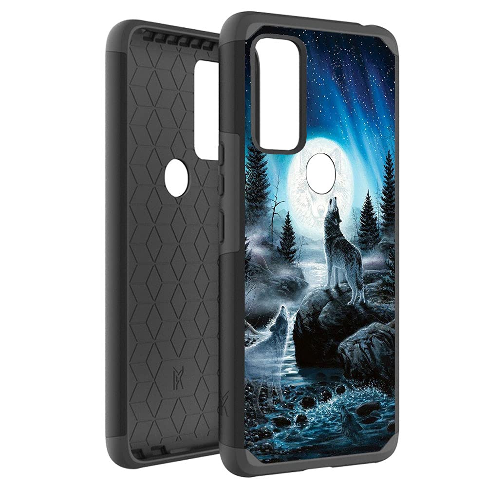Howling Wolf Shockproof Phone Case for AT&T Radiant Max 5G / Cricket Dream 5G - Durable Dual Layer Hybrid Protective Cover with Stylish Design - Perfect for Outdoor Adventures, Daily Use & Travel Protection