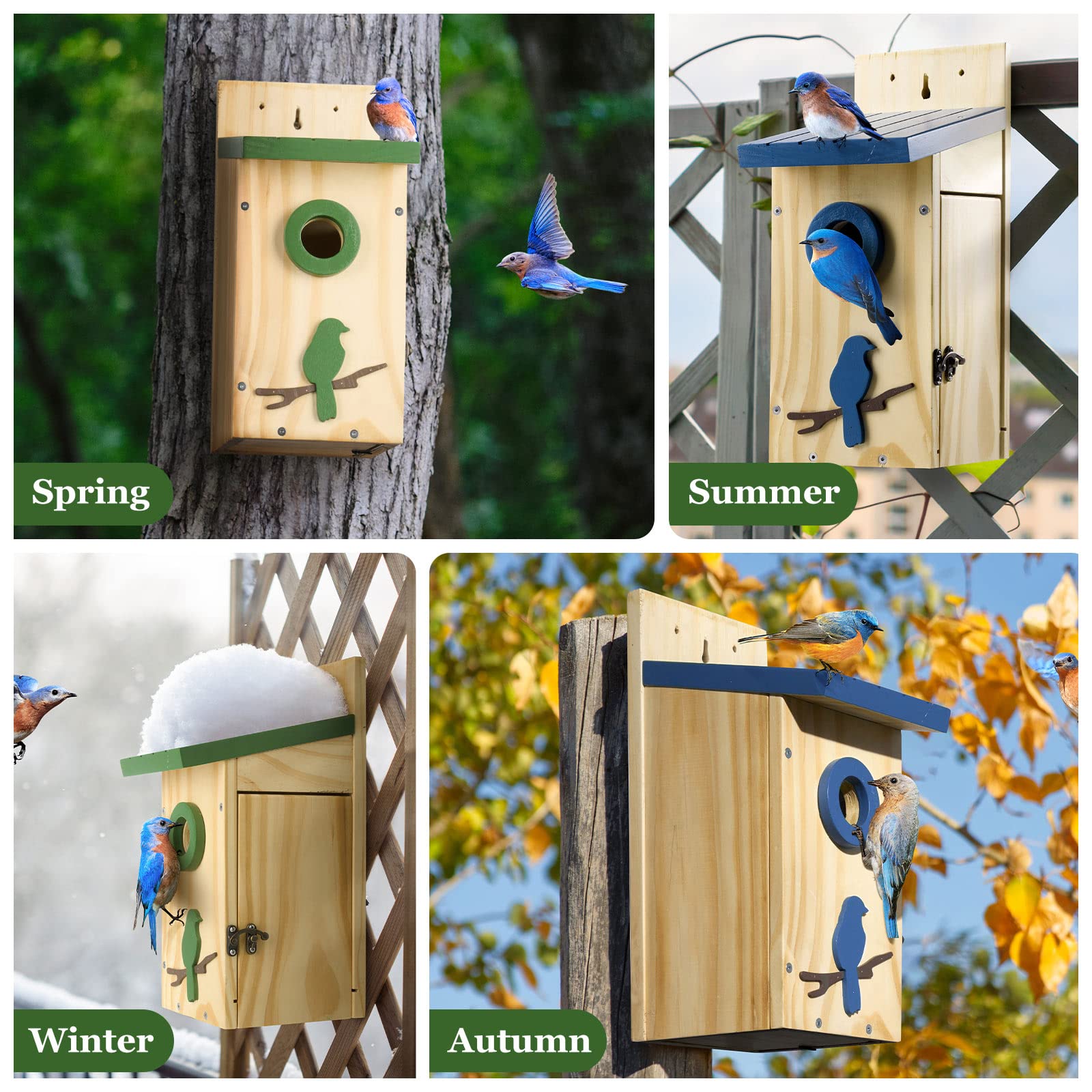 Royal Blue Bird House with Predator Guard - Outdoor Garden & Patio Decor for Bluebirds
