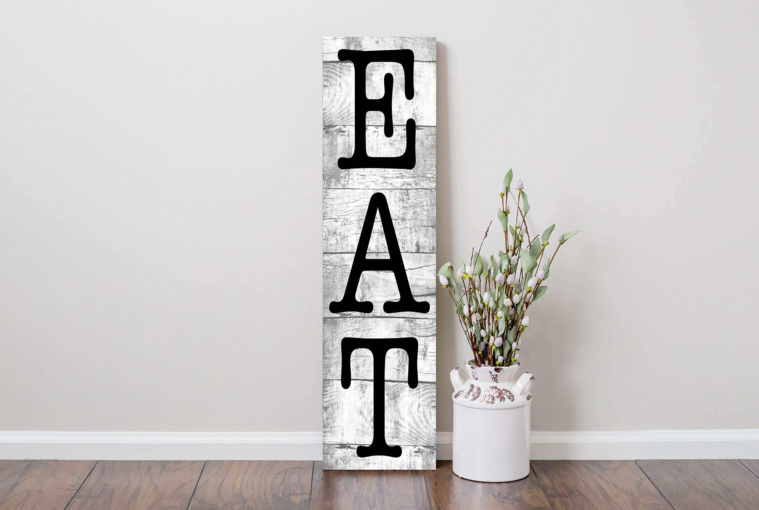 24 Inch Eat Vertical Wood Print Kitchen Sign - Rustic Farmhouse Decor for Dining Room, Kitchen Wall Art, Perfect for Home & Restaurant Decor