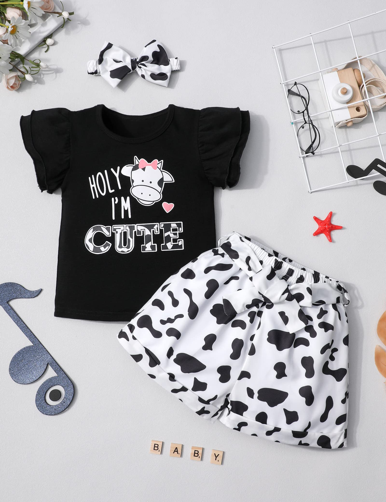 Adorable MIGU Toddler Girl Summer Outfit Set - Cute T-Shirt, Shorts & Headband 3-Piece Clothing Combo | Perfect for Playdates, Beach Trips & Birthday Gifts