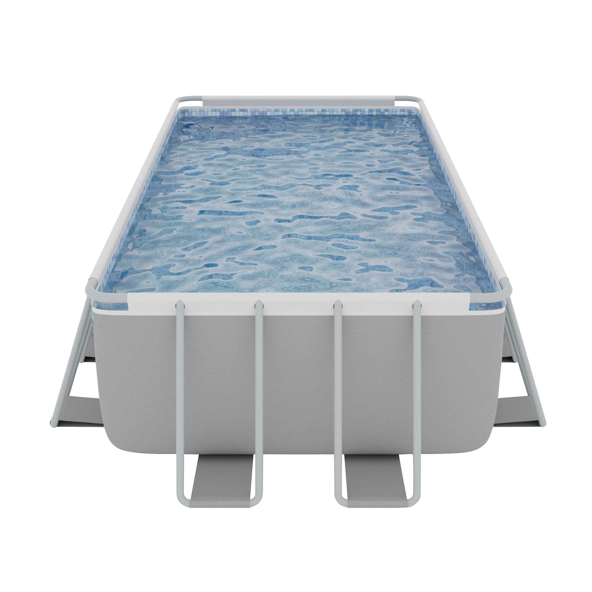 Dellonda 21ft Deluxe Rectangular Steel Frame Above Ground Swimming Pool with Step Ladder & Filter Pump DL150 - Perfect for Backyard Family Fun, Summer Parties & Outdoor Relaxation