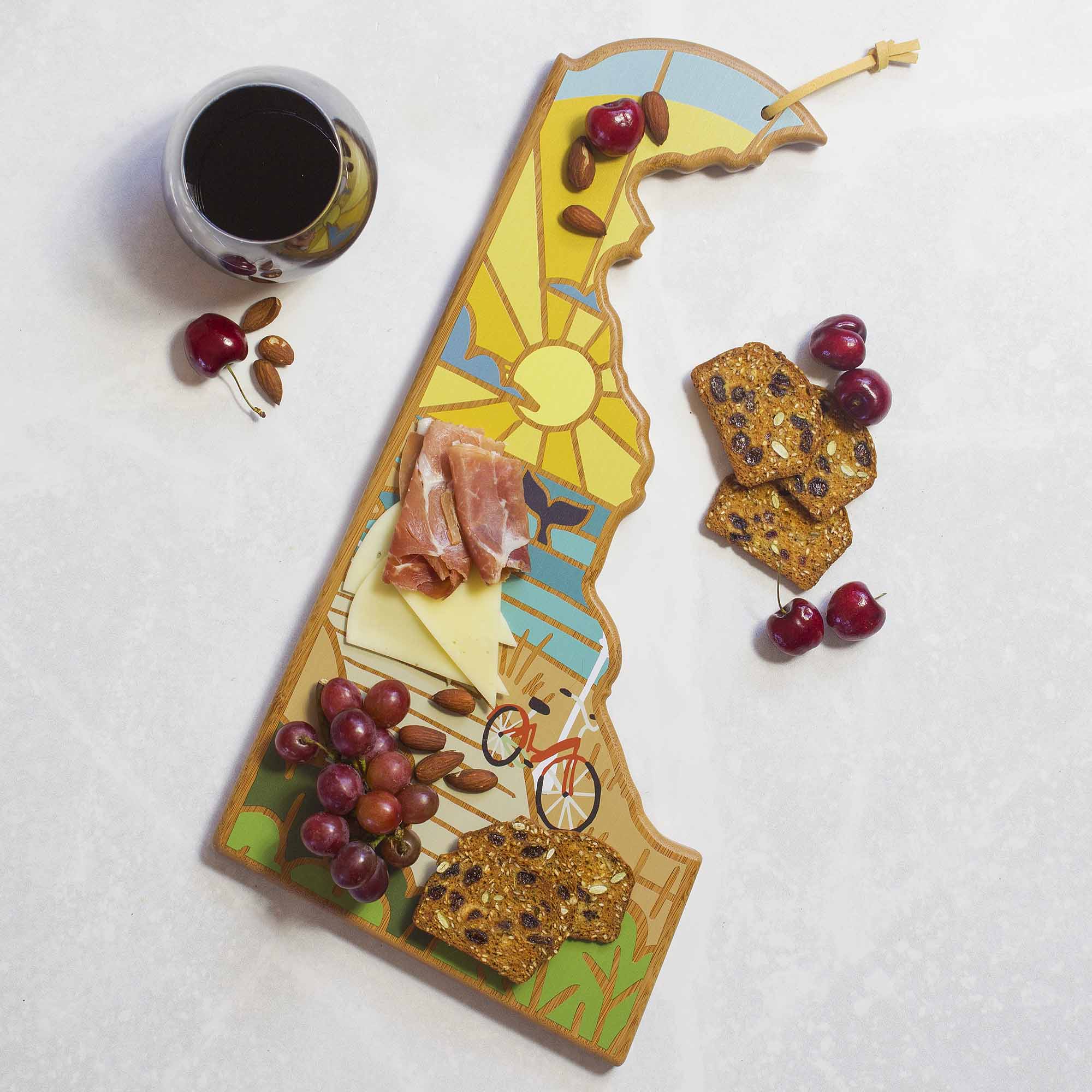 Deluxe Delaware Wood Cutting Board with Hand-Painted Artwork by Summer Stokes – Perfect for Kitchen Prep, Charcuterie Boards & Home Decor