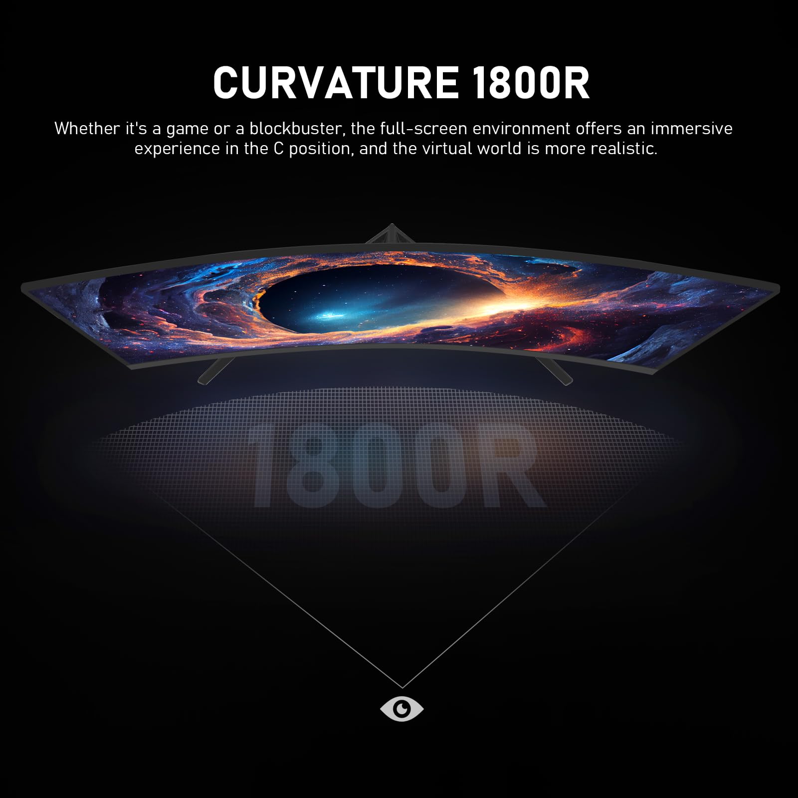 Gawfolk 32-inch 2K WQHD (2560×1440) 165Hz Curved Gaming Monitor - 1ms Response, AMD FreeSync, 100% sRGB, 178° Viewing Angle, HDMI/DisplayPort, VESA Mount - Perfect for PC Gaming, Esports & Home Office Setup - Black