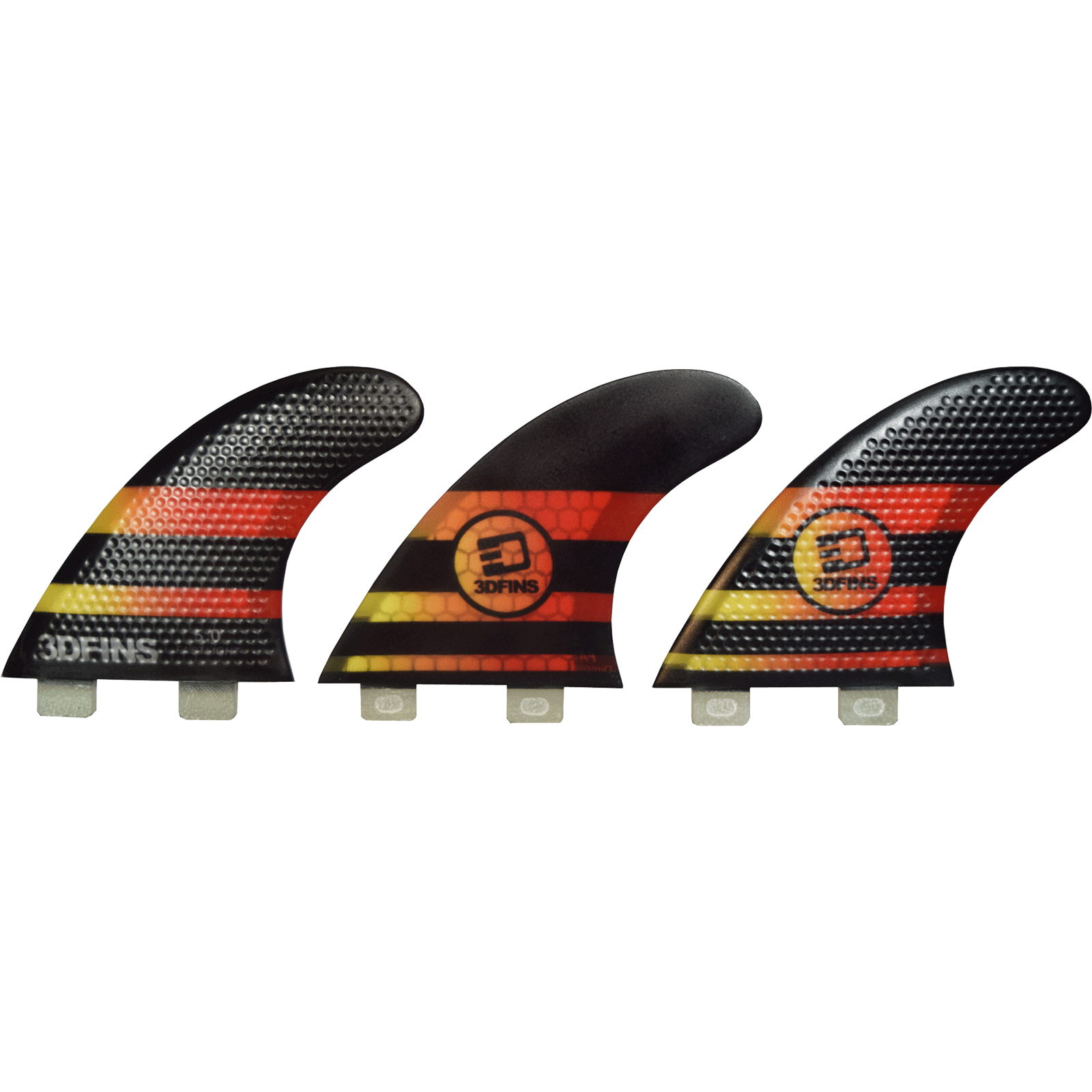 3D Fastlight Thruster 5.0 Medium Twin Tab Surfboard Fins - Set of 3 (Black/Yellow/Red) | High Performance Surfing Fins for Wave Riding & Maneuverability