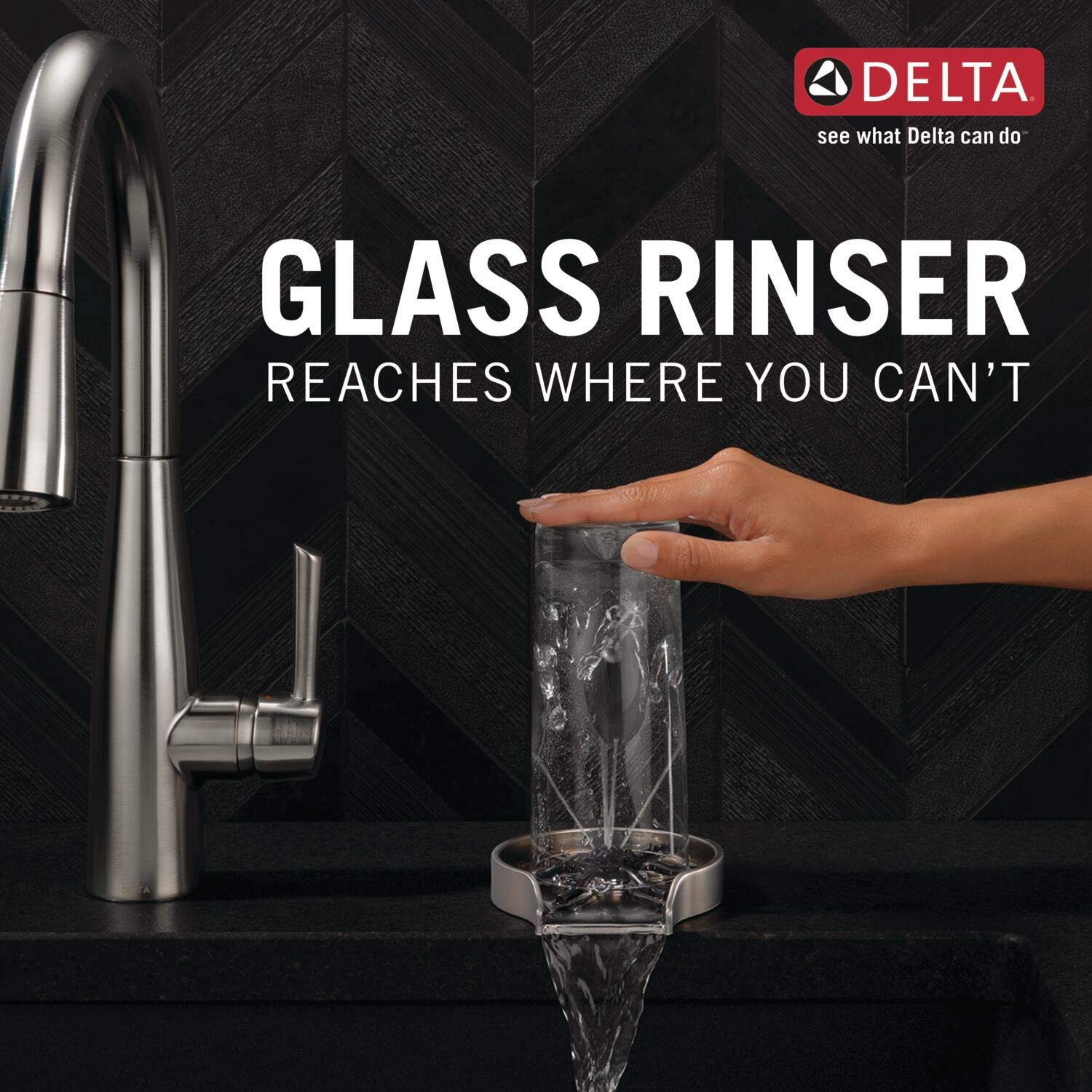 Delta Faucet GR250-PN Polished Nickel Metal Glass Rinser for Kitchen Sinks – Premium Bar Glass Rinser & Kitchen Sink Accessory – Perfect for Washing Wine Glasses, Beer Mugs & Barware in Home Bars & Restaurants