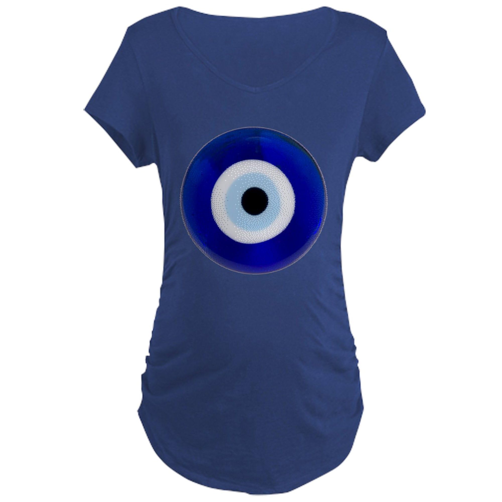 Nazar Amulet Evil Eye Protection Maternity T-Shirt for Women - Ruched Side Design for Comfort & Style - Perfect for Pregnancy, Baby Showers & Maternity Photos