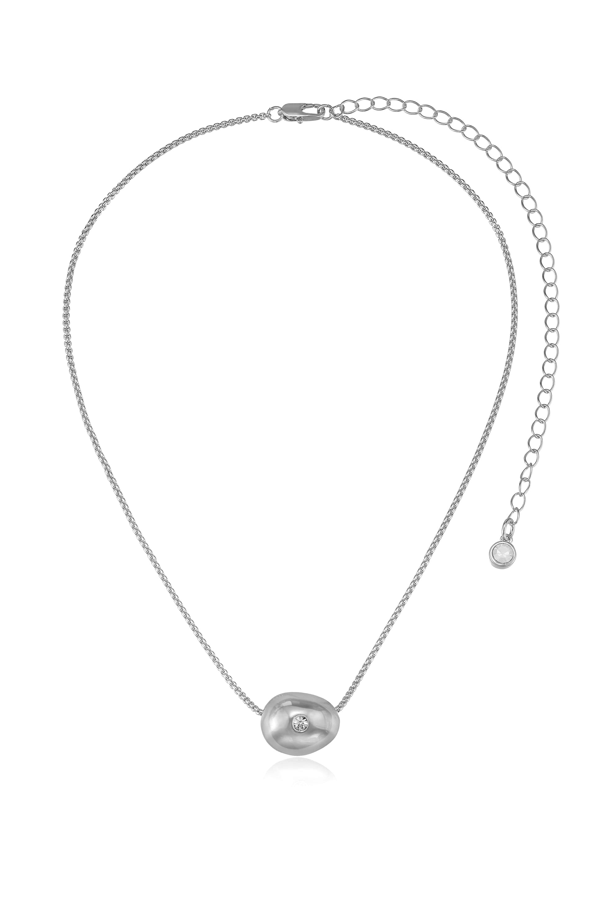 Crystal Dot Pebble Pendant Necklace - Elegant Dainty Jewelry for Women, Gift for Her | Perfect for Everyday Wear, Date Night & Special Occasions