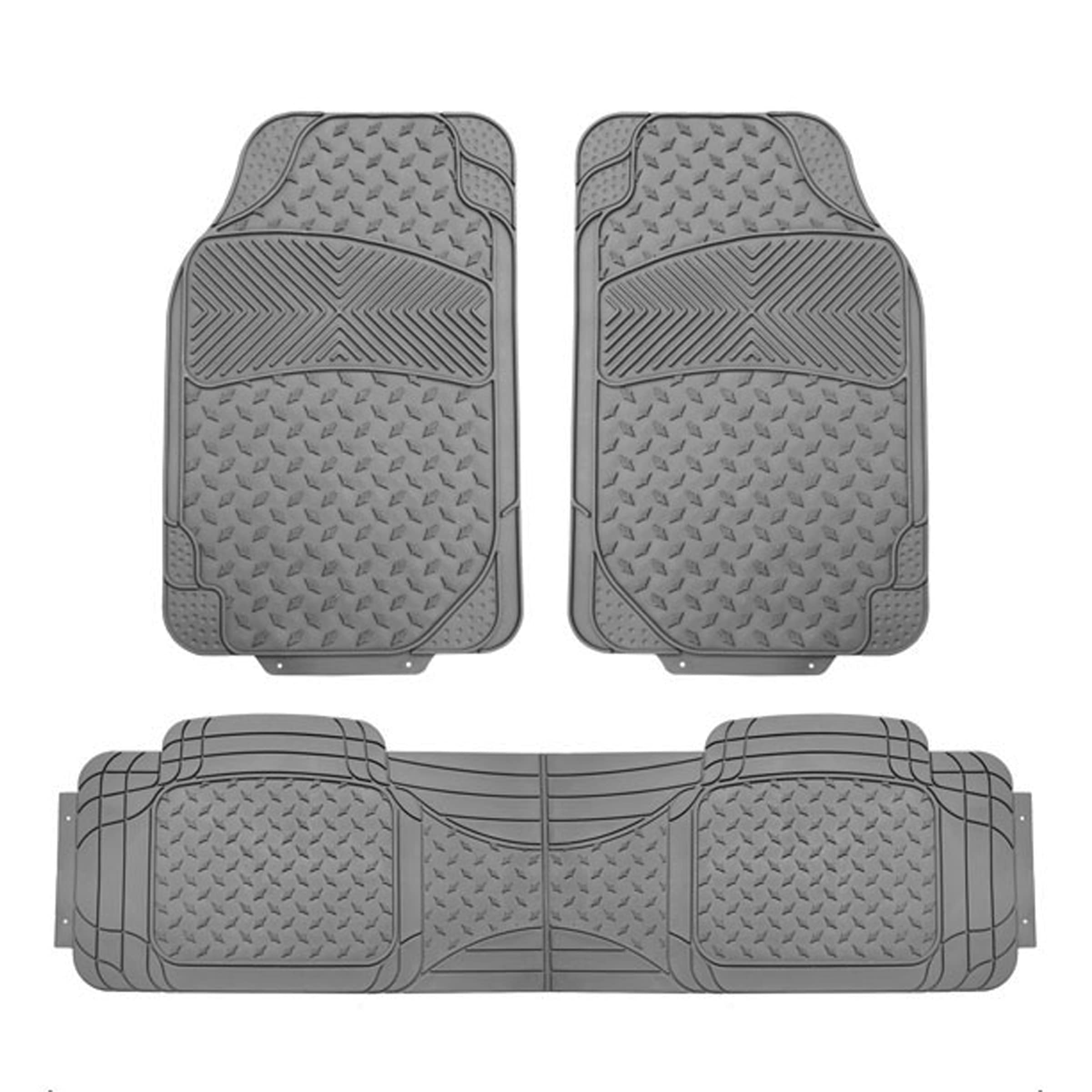 Heavy Duty All Weather Rubber Floor Mats for Cars, Trucks & SUVs - 3-Piece Set, Semi-Custom Fit, Gray (FM-LY8012) | Durable Protection Against Mud, Snow & Spills - Perfect for Daily Commute, Off-Road Adventures & Family Road Trips