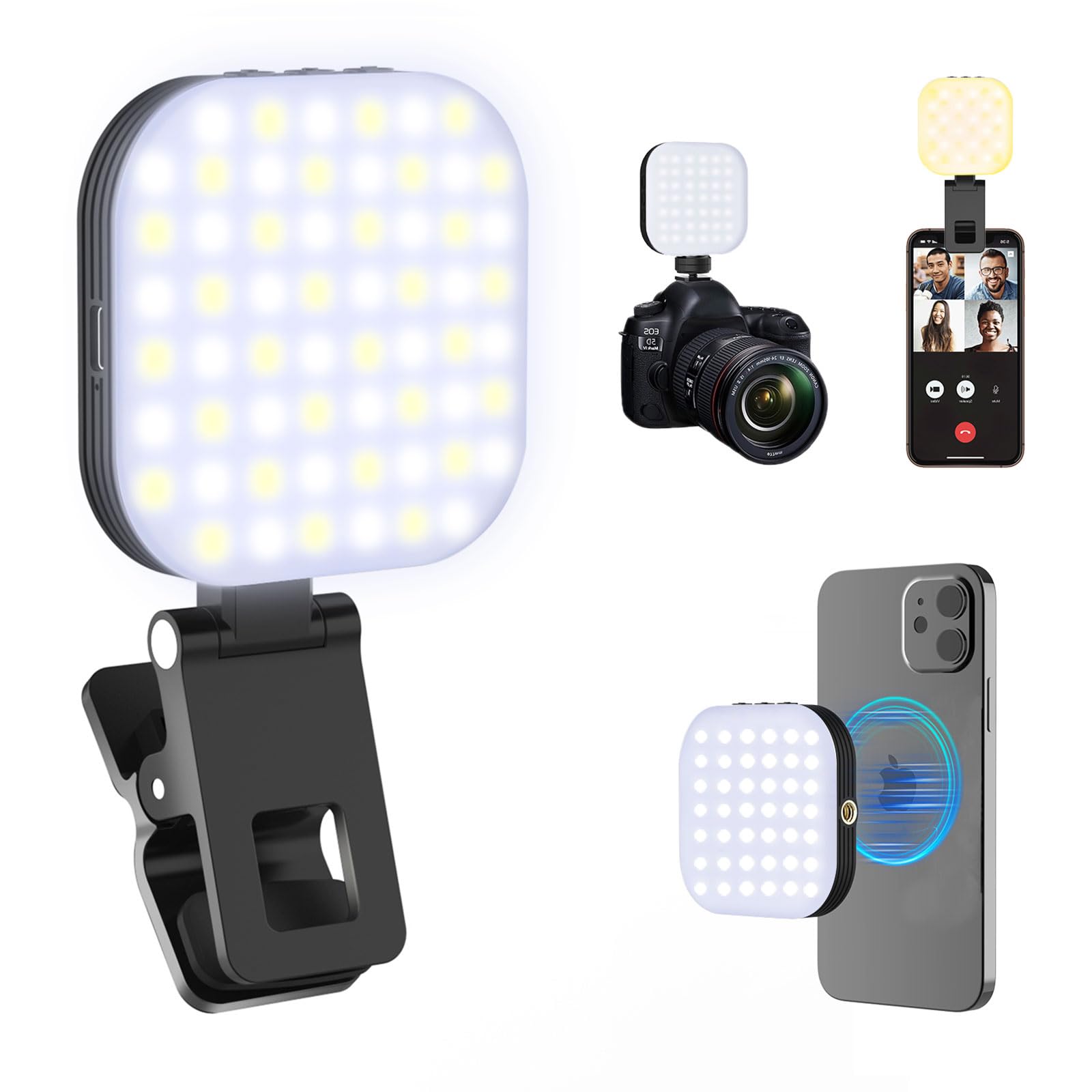Mini Magnetic Phone Selfie Light with Magsafe Compatibility - Clip On Pocket Light for iPhone, Tablet, Laptop - Perfect for Zoom Calls, TikTok Videos, YouTube Recording, Makeup Filming & Content Creation