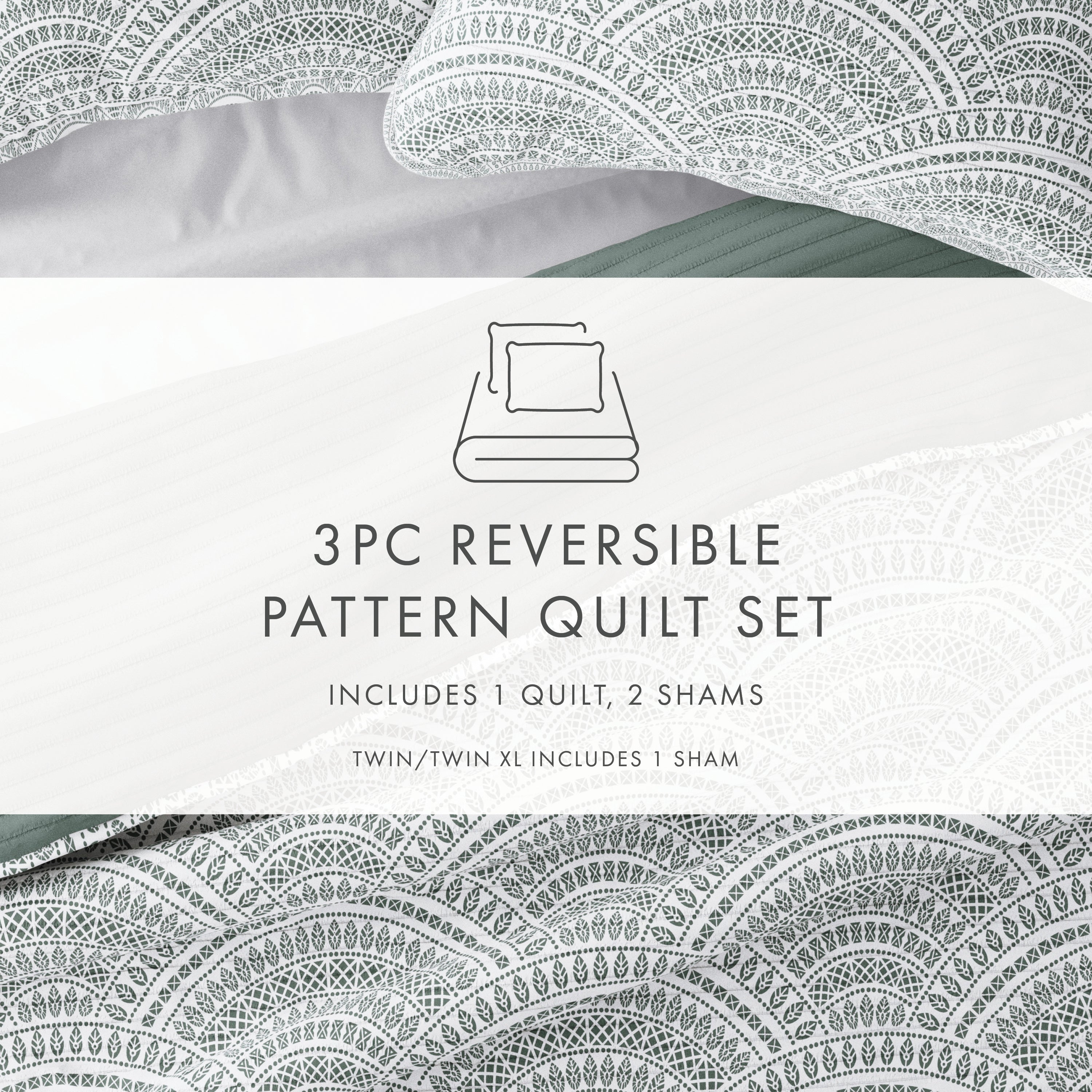 Reversible Quilted Coverlet Set with Scallop Design - Soft & Stylish Bedding for Cozy Bedrooms & Guest Rooms