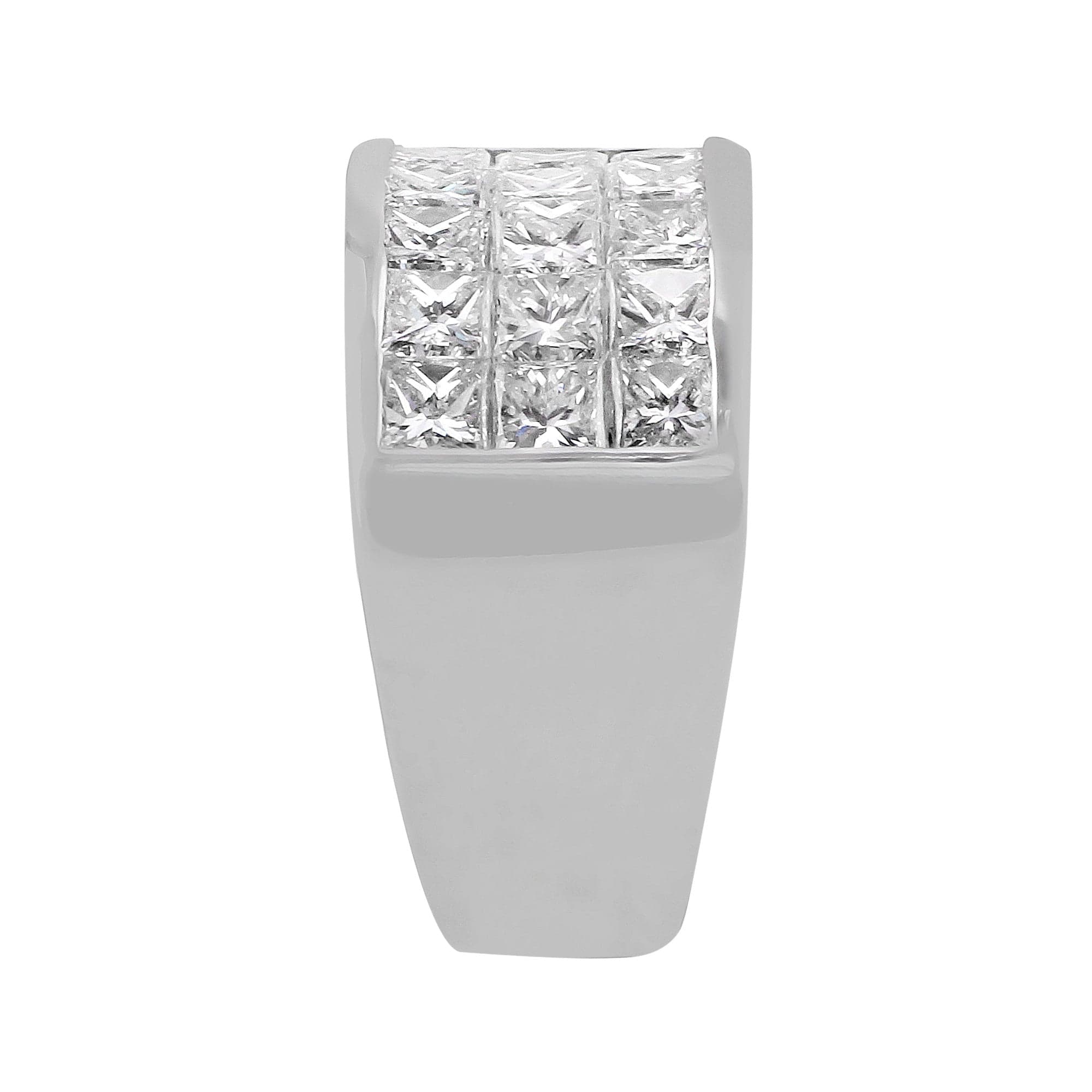18K White Gold Invisible Set Princess Cut Diamond Ring for Women - Elegant Engagement & Wedding Jewelry Gift
