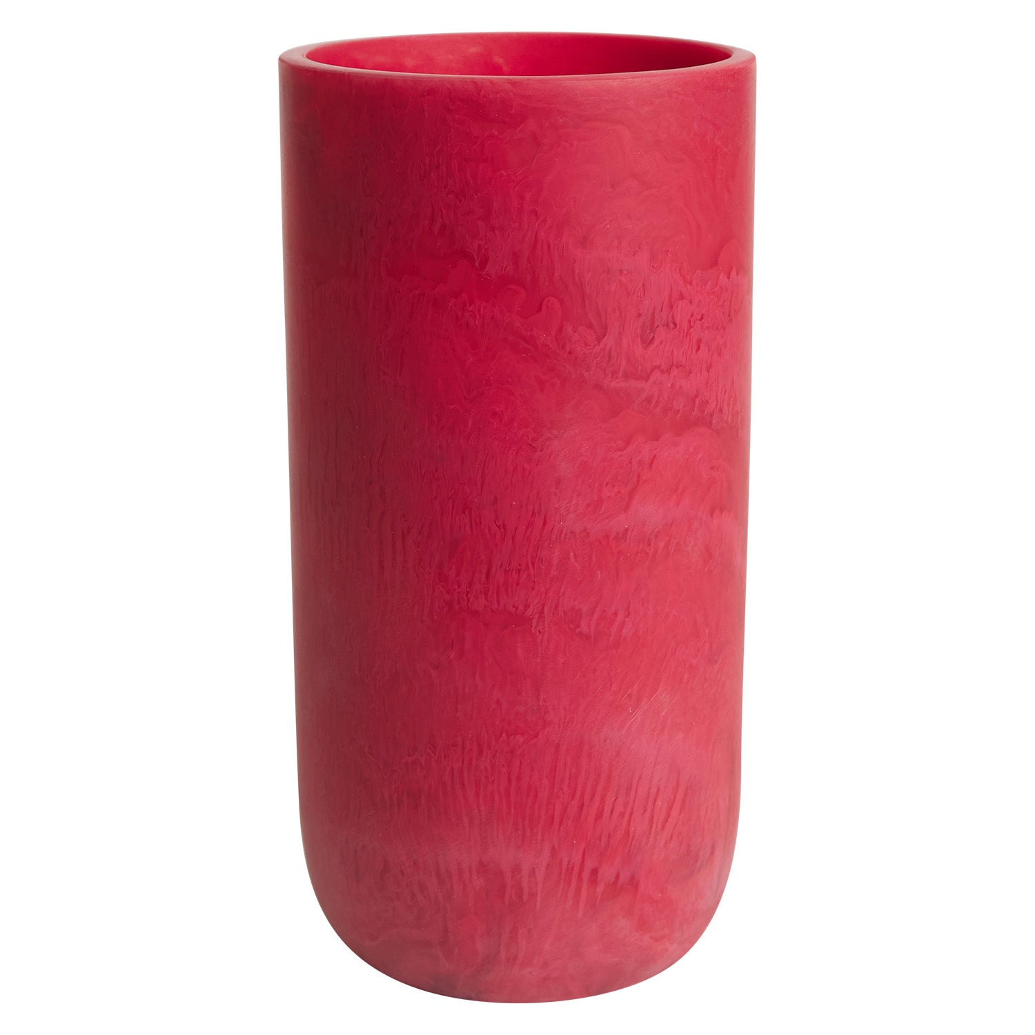 Kalinda Vase - Elegant Raspberry Colored Glass Flower Vase for Home Decor, Wedding Centerpieces & Gift Giving