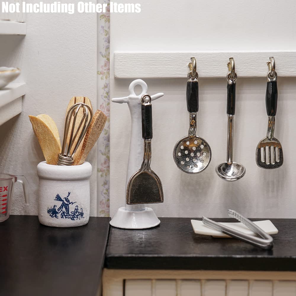1/12 Scale Miniature Kitchen Utensils Set - White Dollhouse Accessories for Tiny Food Display & Model Home Decoration