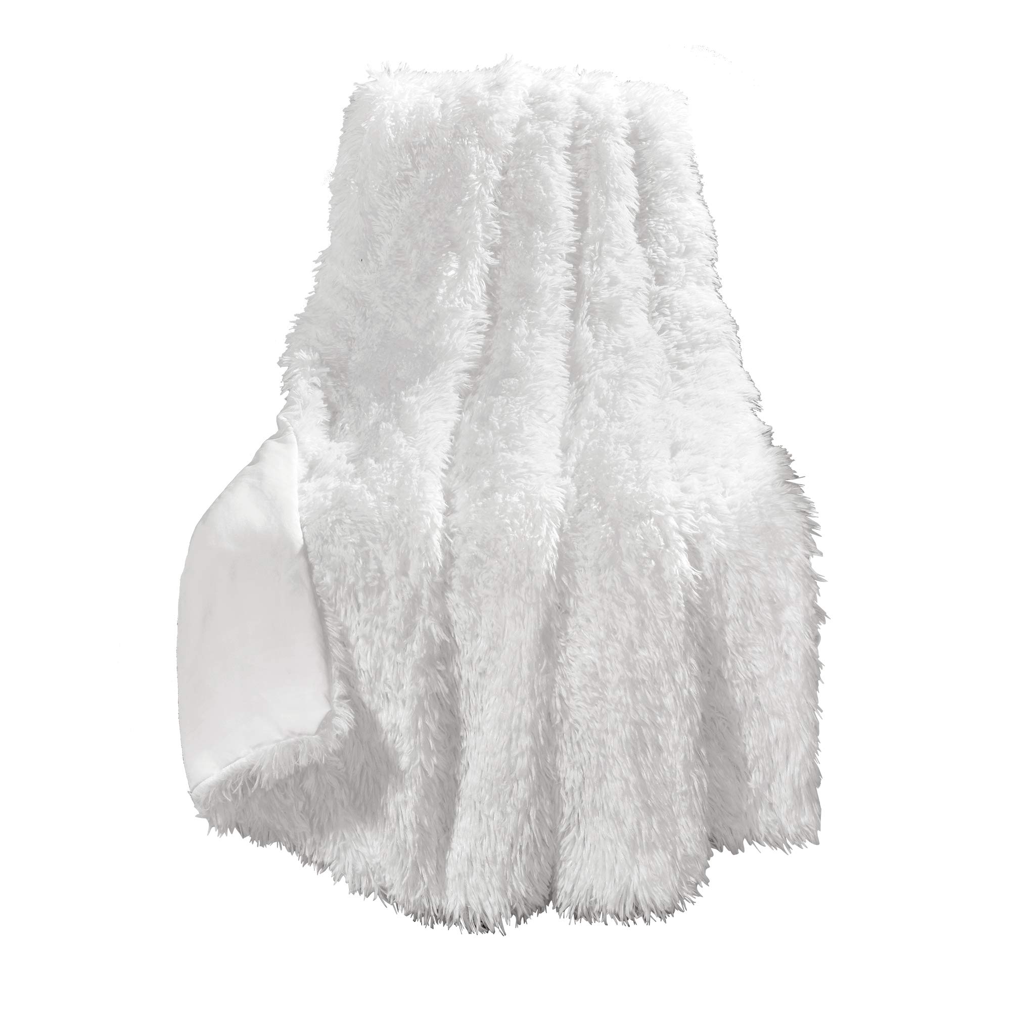 Lush Decor Emma Soft Fluffy Faux Fur Throw Blanket 50x60 Inches - Cozy White Fuzzy Blanket for Couch, Bed & Office - Perfect for Winter Nights, Movie Time & Home Decor