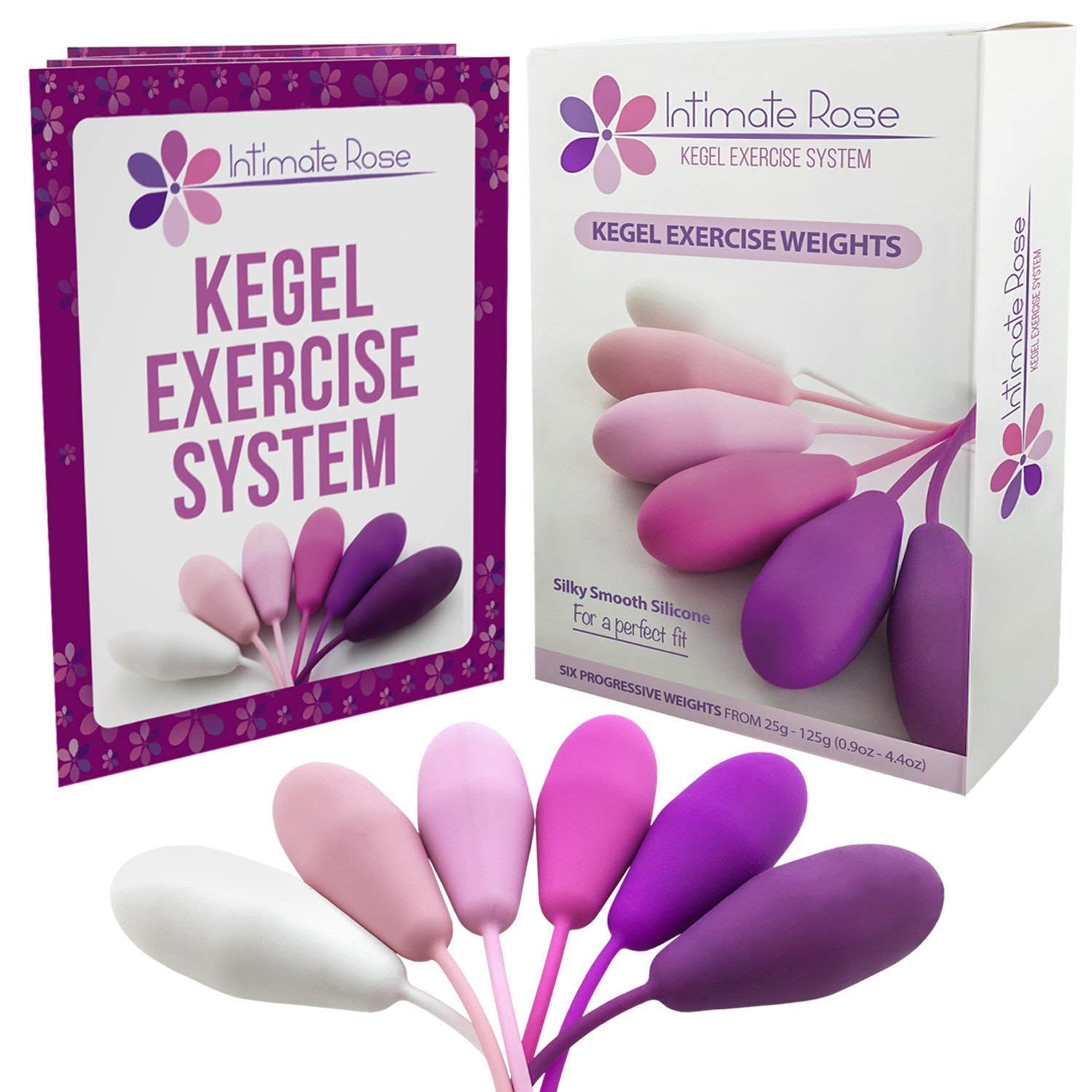 Intimate Rose Kegel Exercise Weights Set with Lubricant & Moisturizing Balm - Pelvic Floor Trainer for Women's Health, Postpartum Recovery & Bladder Control - Perfect for Home Workouts & Post-Pregnancy Care