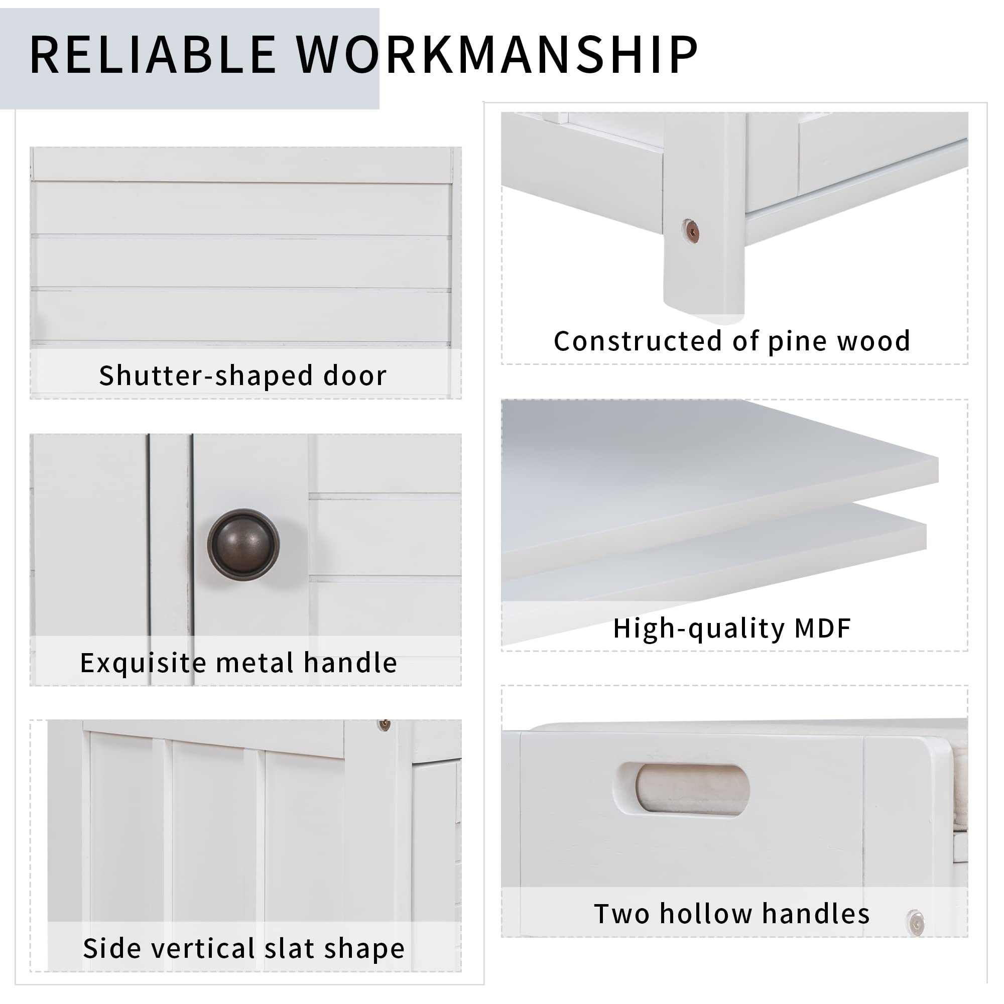 Merax Storage Bench with 3 Shutter Doors - Entryway Shoe Bench with Removable Cushion & Hidden Storage - Perfect for Living Room, Bedroom, Hallway Organization & Home Decor