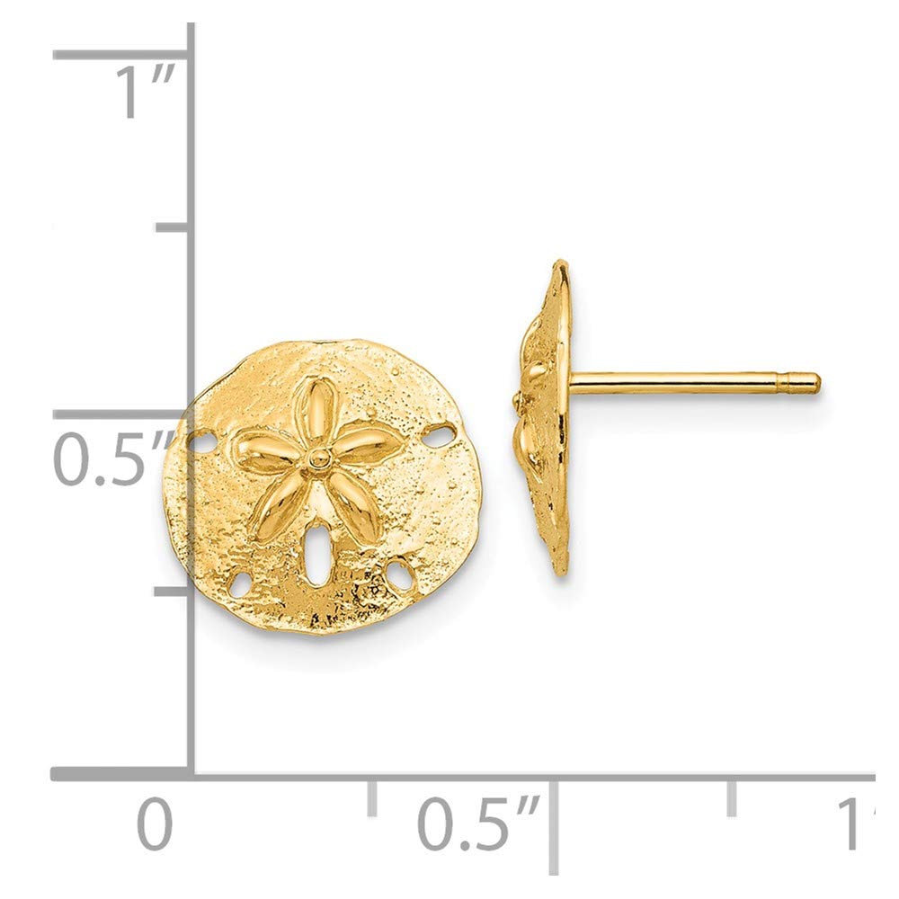 10k Yellow Gold Sand Dollar Stud Earrings for Women - Hypoallergenic, Dainty & Elegant - Perfect for Beach Weddings, Summer Vacations & Boho Fashion