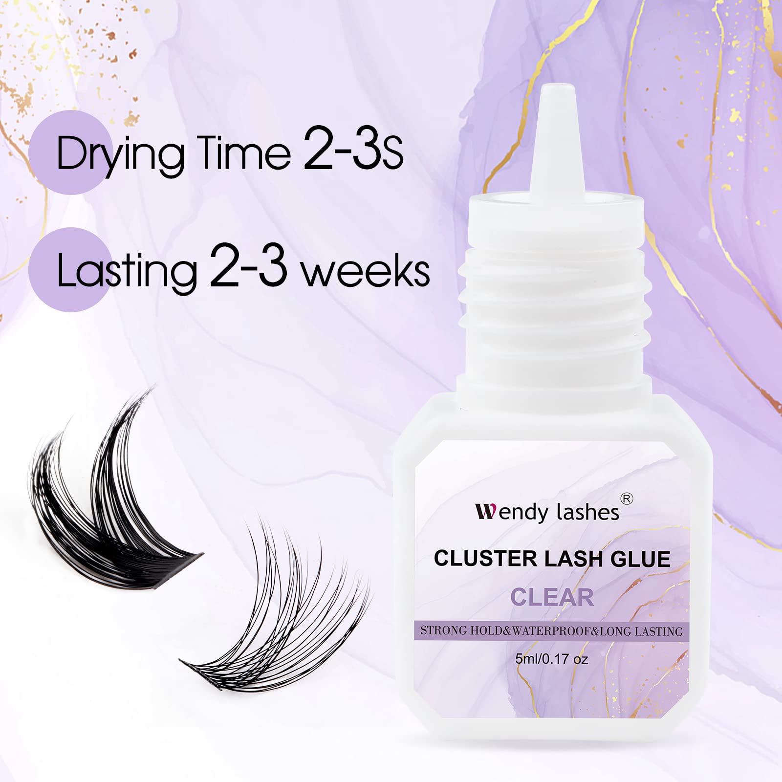 Wendy DIY Eyelash Extension Glue - Fast Drying in 2-3 Seconds, Strong Hold, Clear Formula, 5ml (RJ230306) for Professional-Looking Lashes at Home