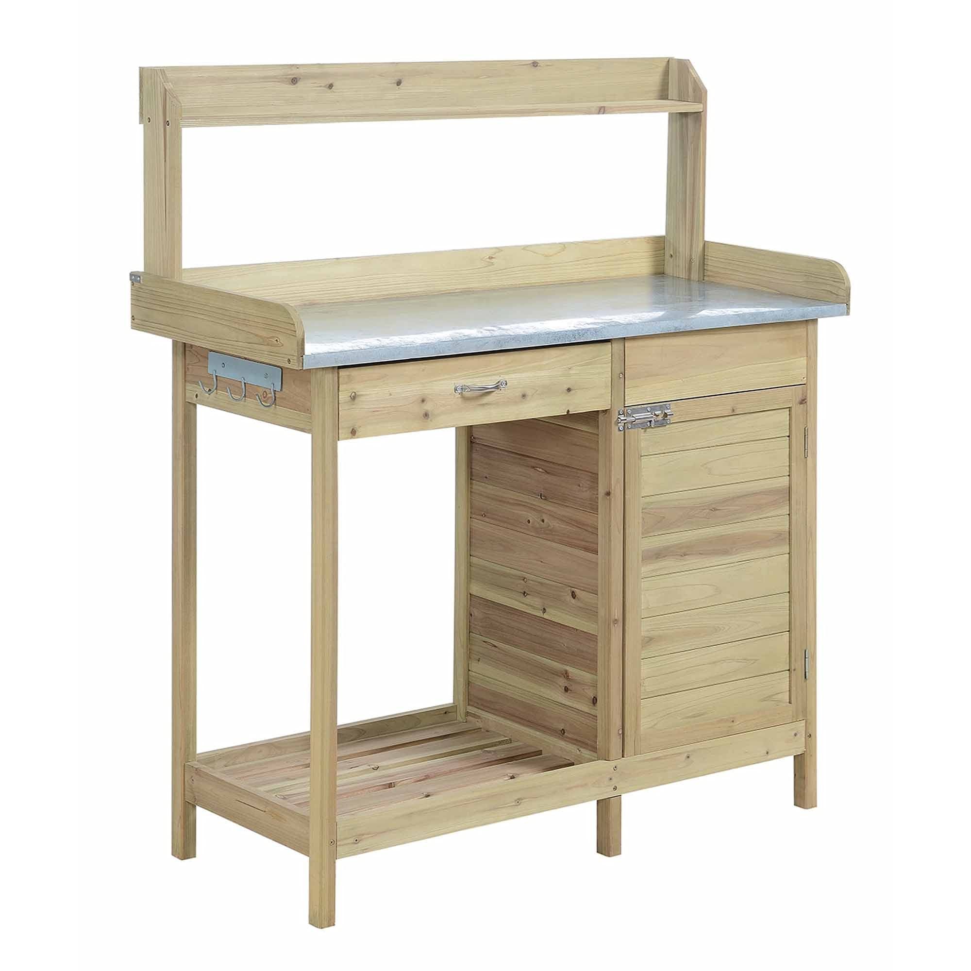 Ergode Deluxe 1 Drawer Potting Bench with Storage Cabinet & Shelves - Heavy Duty Garden Workstation for Planting, Potting & Organizing Tools - Perfect for Backyard, Greenhouse & Gardening Enthusiasts