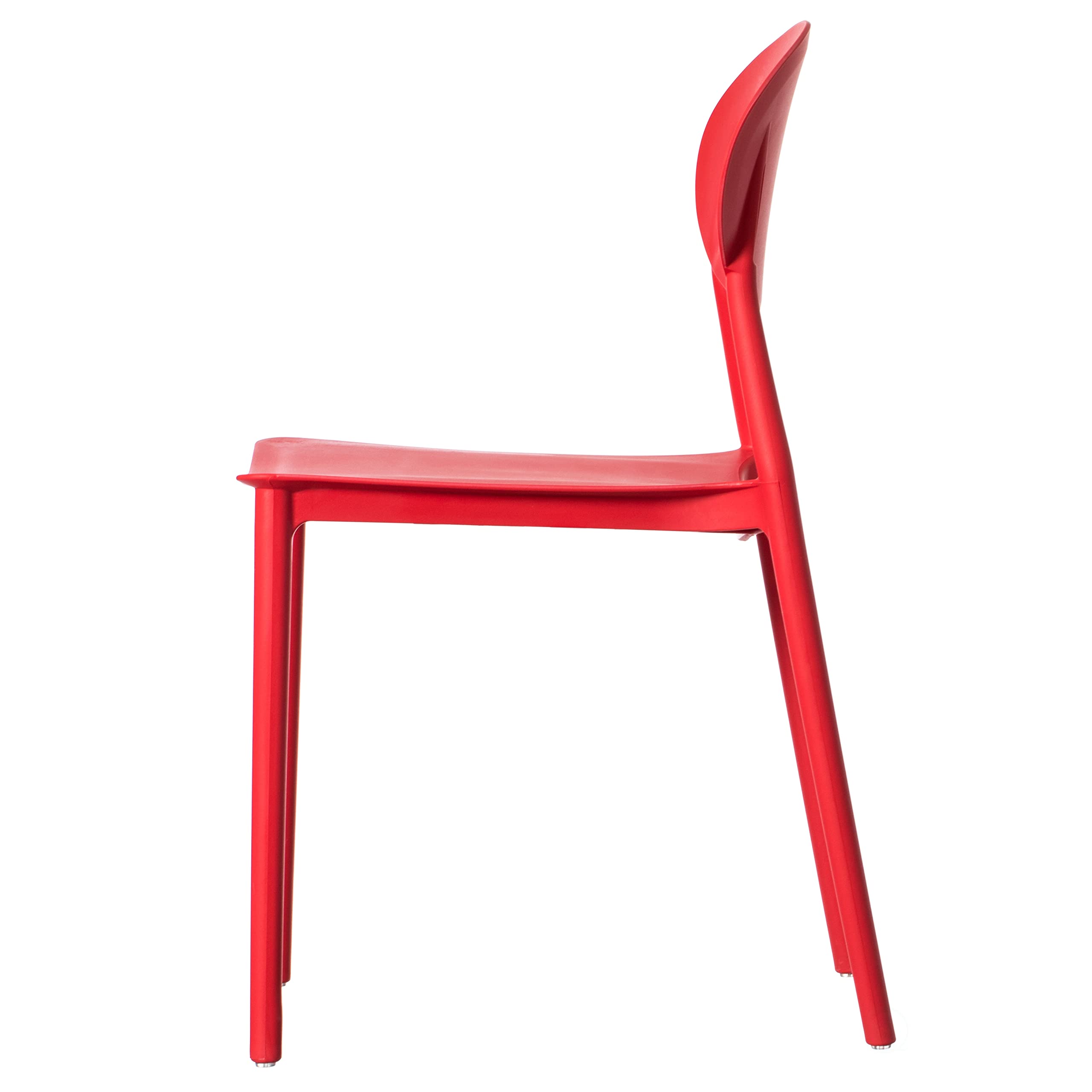 Fabulaxe 4-Piece Red Modern Plastic Outdoor Dining Chairs with Open Oval Back Design - Patio, Garden, Poolside & Backyard Furniture for Comfortable Outdoor Dining & Relaxing