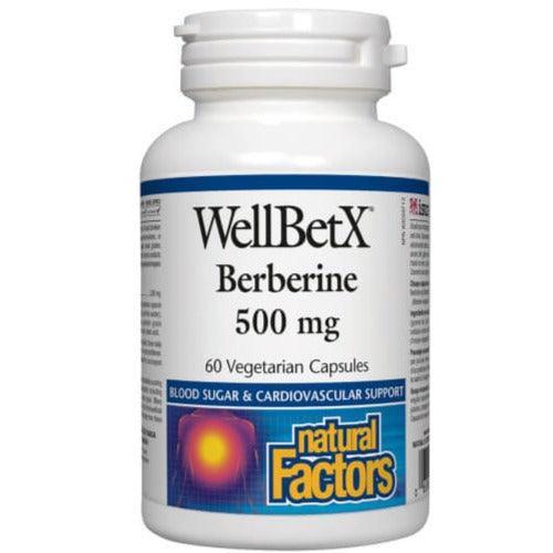 Natural Factors WellBetX Berberine 500mg - 60 Vegetarian Capsules for Blood Sugar Support & Digestive Health - Ideal for Daily Wellness & Metabolic Balance