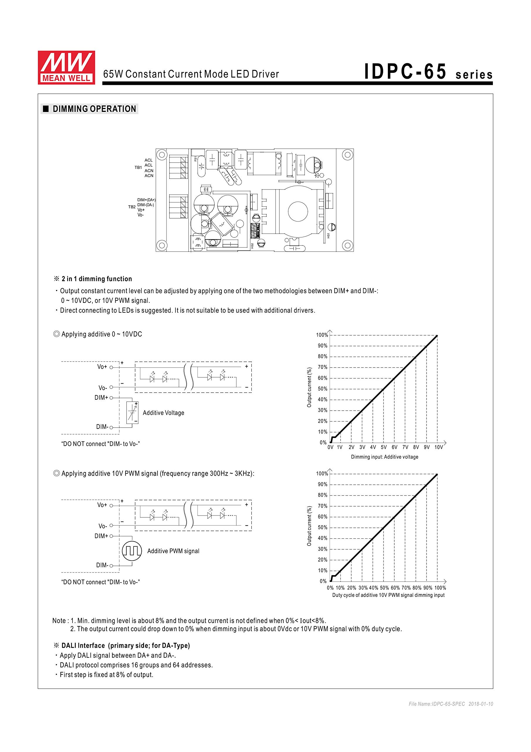 Original MW Mean Well IDPC-65-700 LED Driver 65.1W 118V 700mA Constant Current - Perfect for Indoor/Outdoor LED Lighting, Signage & Commercial Displays