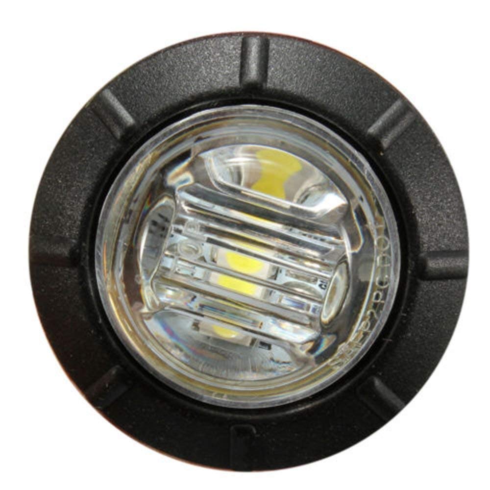 10 Pcs 3/4 Inch Clear Lens LED Side Marker Lights for Trucks, Trailers, RVs & Boats - 12V White Utility Strip Lights for Cab, Marine & Taillight Brake Stop Lamps - Perfect for Night Driving, Safety Marking & Vehicle Customization
