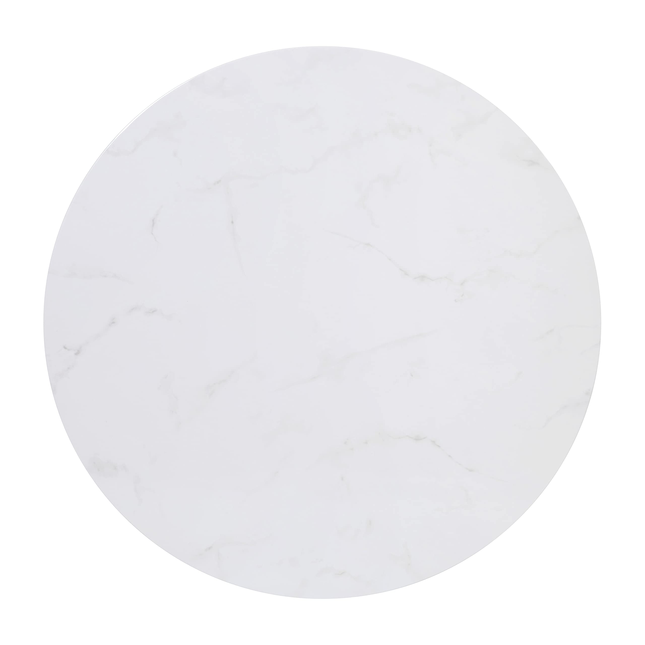 EMMA OLIVER White Marble Coffee Table with Black Metal Frame for Living Room Decor