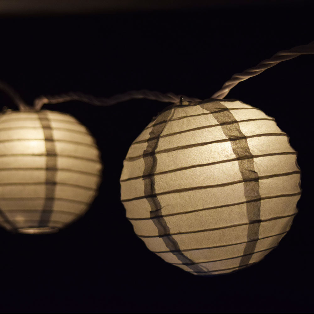 10 Pack Silver Round Paper Lanterns with Even Ribbing - Elegant Hanging Decorations for Wedding, Party & Home Decoration (String Lights Sold Separately)