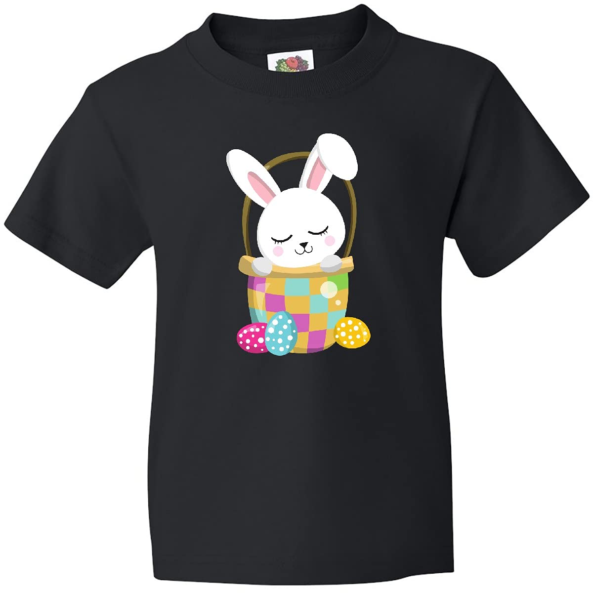 Inktastic Easter White Bunny Cute Bunny Easter Eggs Youth T-Shirt - Fun Holiday Gift for Kids & Teens - Perfect for Easter Celebrations, Family Gatherings & Spring Festivals