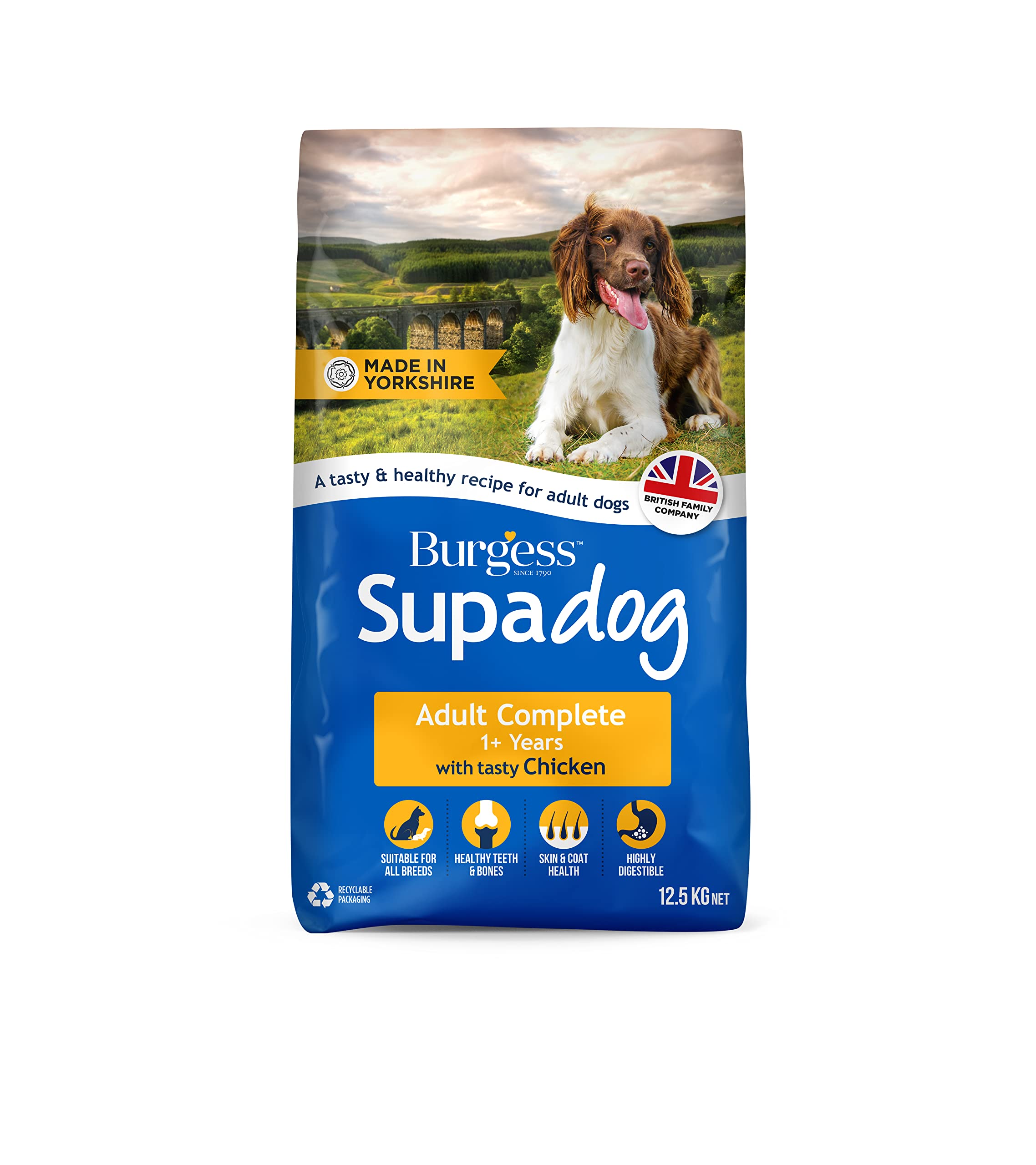 Burgess Supadog Adult Dry Dog Food with Tasty Chicken - 12.5kg Bag, High Protein & Vitamins for Healthy Dogs - Perfect for Daily Feeding & Active Lifestyles