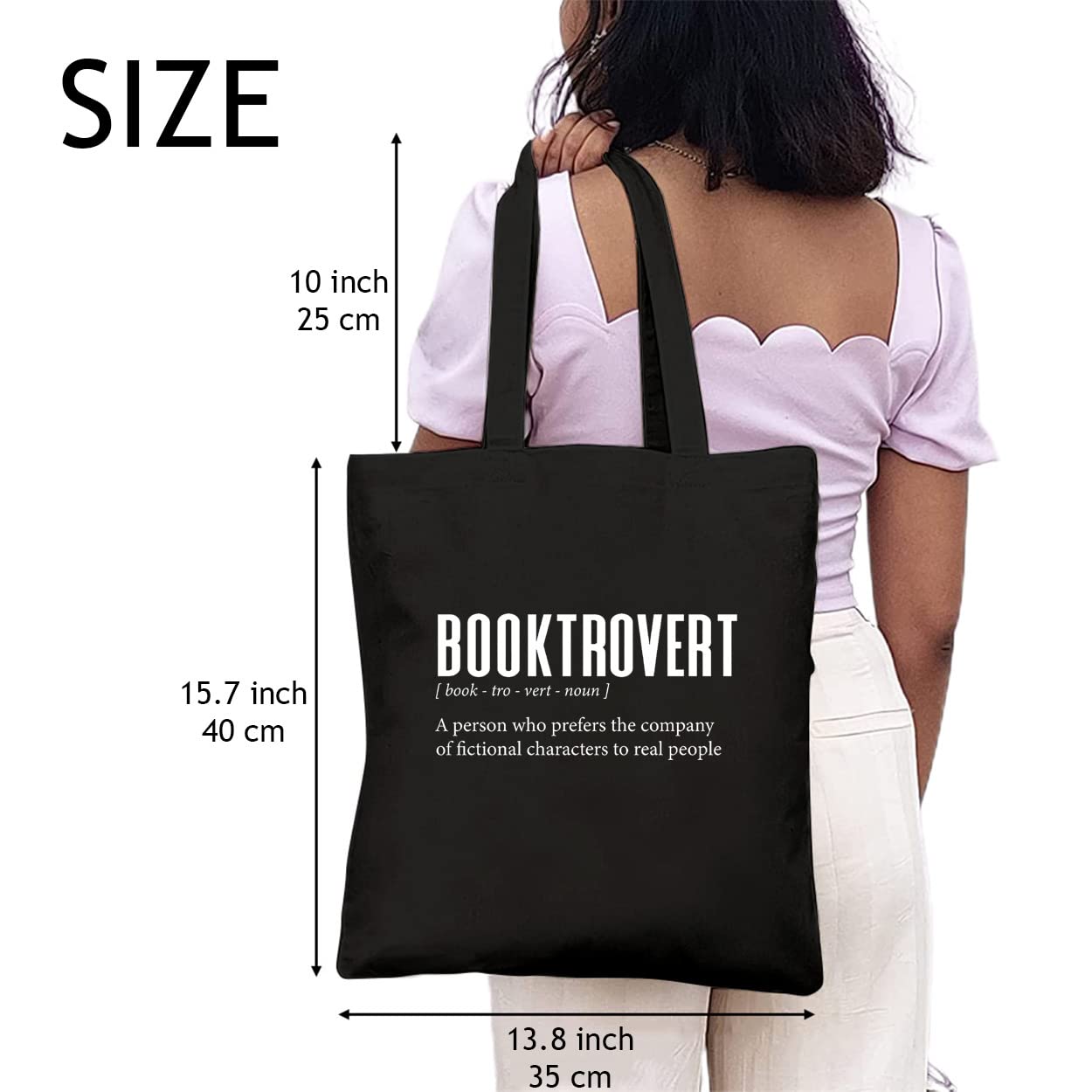 Bookrover Canvas Tote Bag for Women - Reusable Book Lover Shoulder Bag - Washable Grocery Shopping Bag - Perfect for Library, Beach, Work & Daily Use