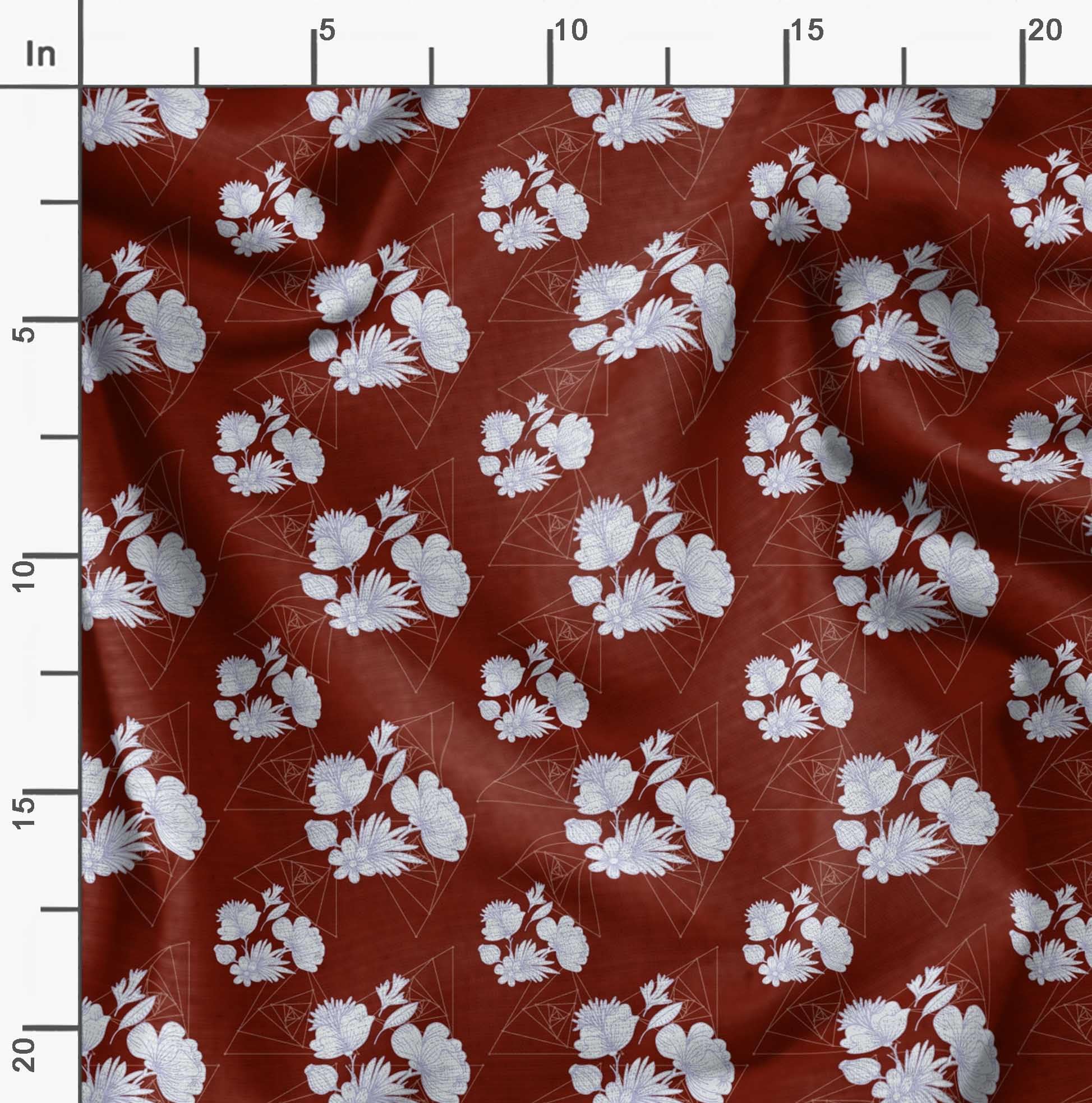 Soimoi Moss Georgette Red Fabric by The Yard - 42 Inch Wide Floral & Geometric Print Fabric for DIY Crafts, Dresses, Curtains & Home Decor - Lightweight Textile for Sewing Projects & Creative Designs