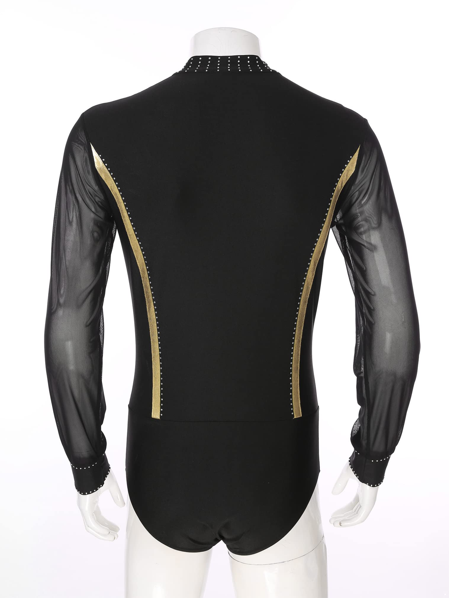 JEATHA Men's Metallic Latin Dance Top - Salsa, Tango & Ballroom Performance Leotard for Professional Dancers | Stage & Competition Wear