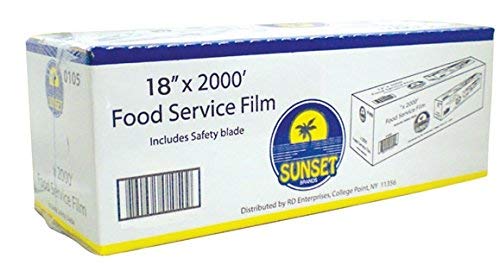 18 Inch x 2000 Feet Commercial Food Service Plastic Wrap Roll with Built-in Safety Cutter - Perfect for Restaurant Kitchen, Catering & Bulk Food Storage