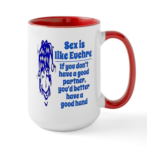 White/Red Inside - Sex Is Like Euchre Large Mug