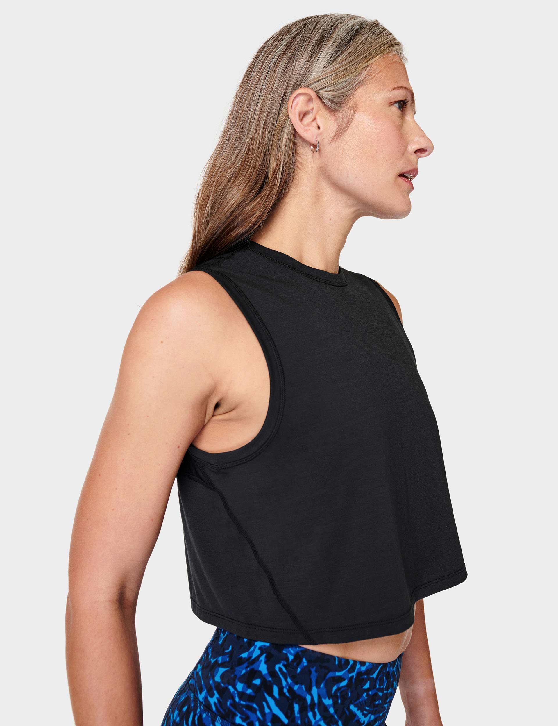 Breathe Easy Crop Muscle Vest for Women - Black | Workout Tank Top for Yoga, Running & Gym