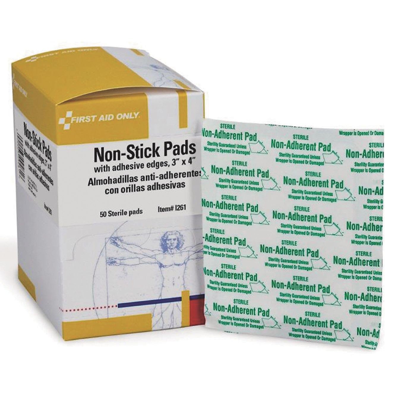 First Aid Only® Non-Stick Adhesive Pads for Wounds - Sterile Gauze Pads for Cuts, Burns & Scrapes - Essential First Aid Kit Supplies for Home, Office & Travel