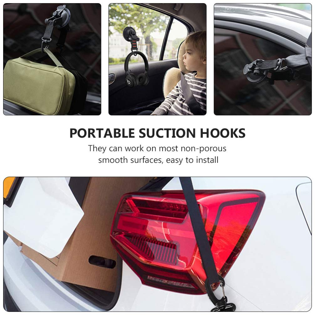 VICASKY 2 Pack Heavy Duty Suction Cup Hooks - Waterproof Sticky Hooks for Kayak, Paddle, Tarpaulin, Car Side Anchor & Travel Toiletries - No Drill ABS Plastic Outdoor Sports Accessories - Perfect for Camping, Boating, RV & Home Organization