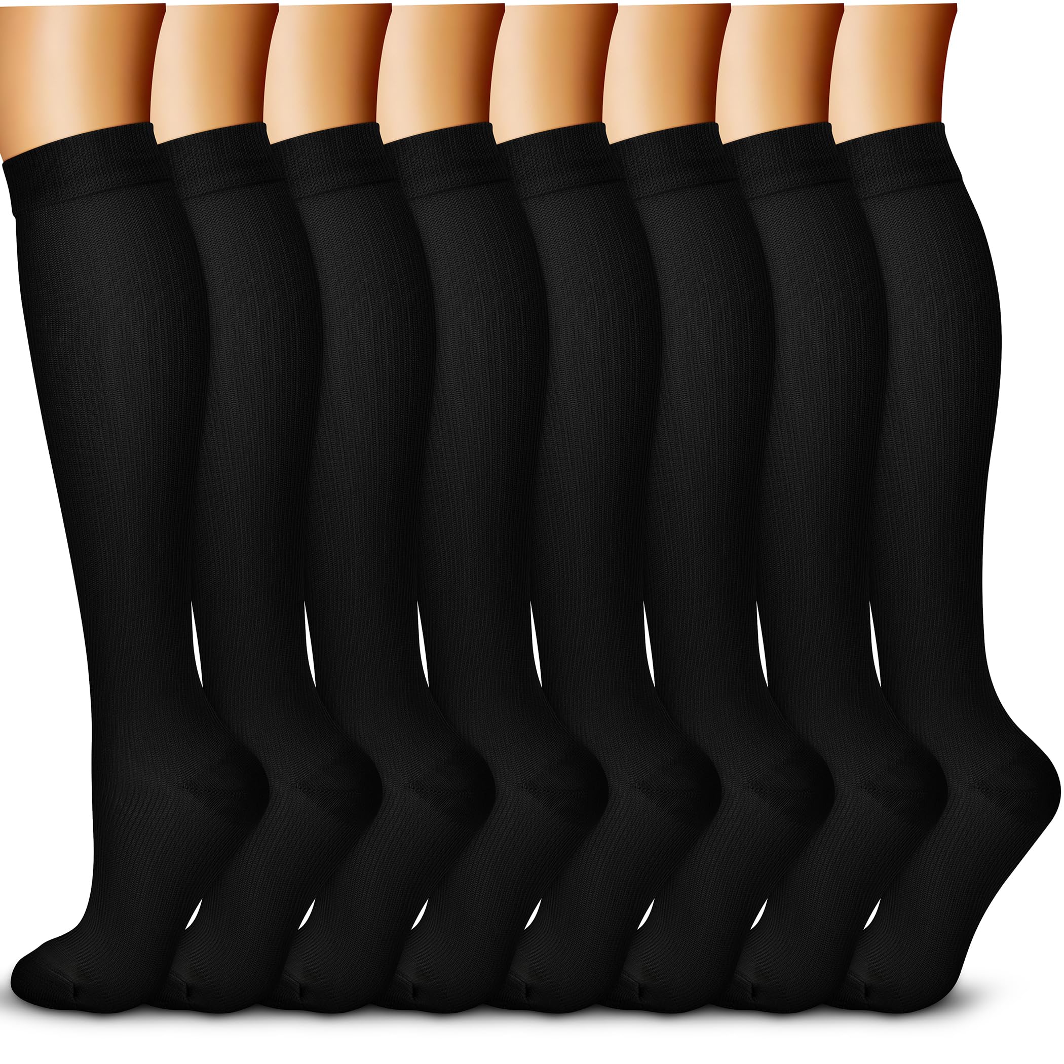 QUXIANG Copper Compression Socks for Women & Men (8 Pairs) - 15-20 mmHg Medical Grade Support - Best for Running, Cycling, Travel & Recovery - Improve Blood Circulation & Reduce Swelling
