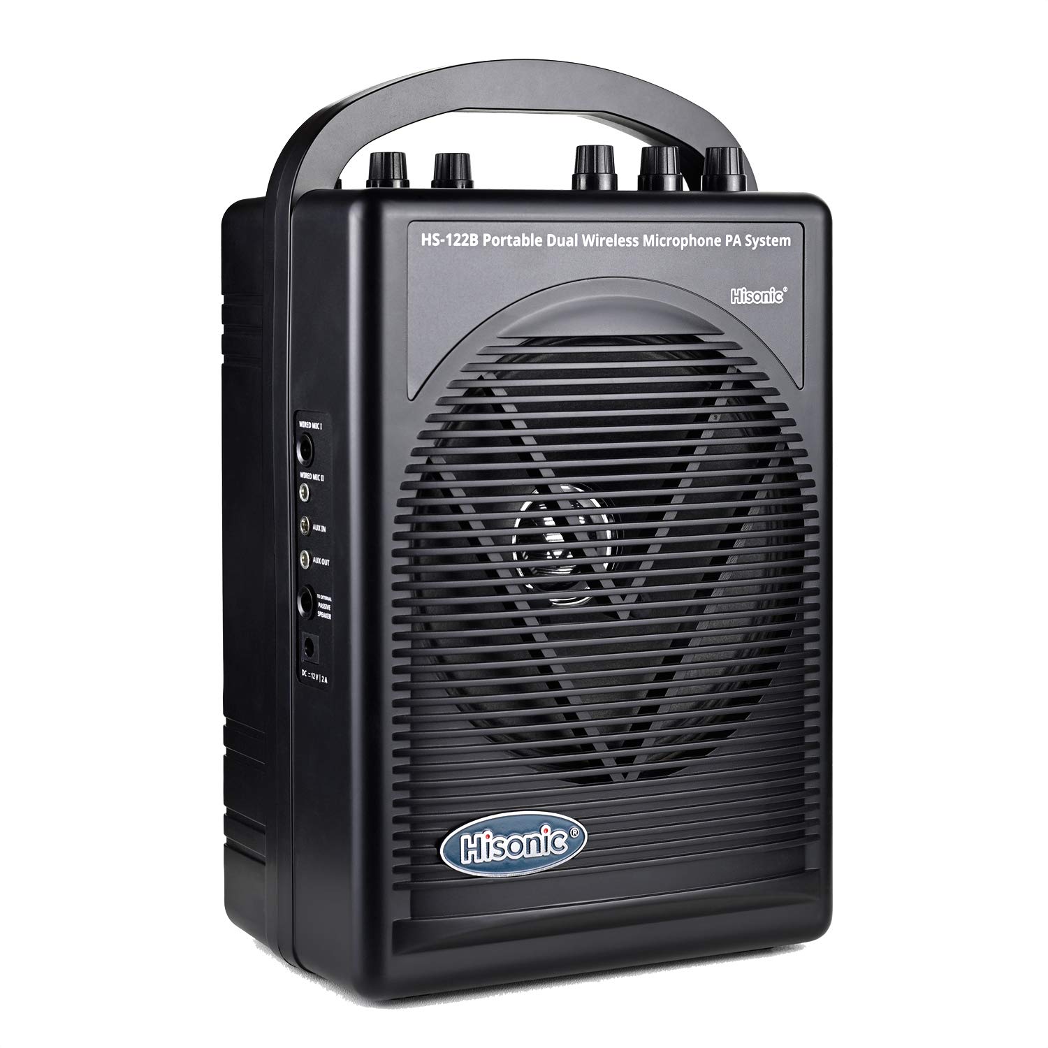 Hisonic HS122B-HL Rechargeable Portable PA System with Dual UHF Wireless Microphones (1 Handheld + 1 Belt-Pack) - Perfect for Outdoor Events, Public Speaking & Live Performances