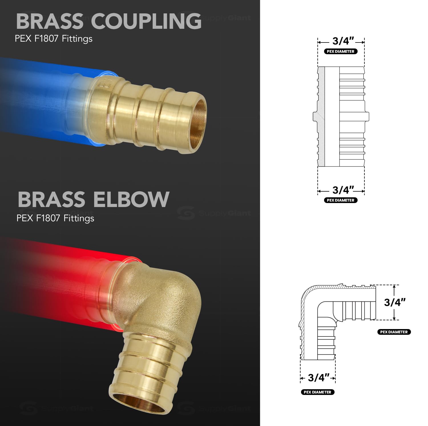3/4-Inch PEX Plumbing Starter Kit with Crimper & Cutter Tools - Includes Brass Elbow & Coupling Fittings, Cinch Clamps, Half Clamps, 2 Rolls of 3/4-In X 100ft PEX Tubing - Perfect for DIY Home Plumbing Repairs and Water Supply Installations