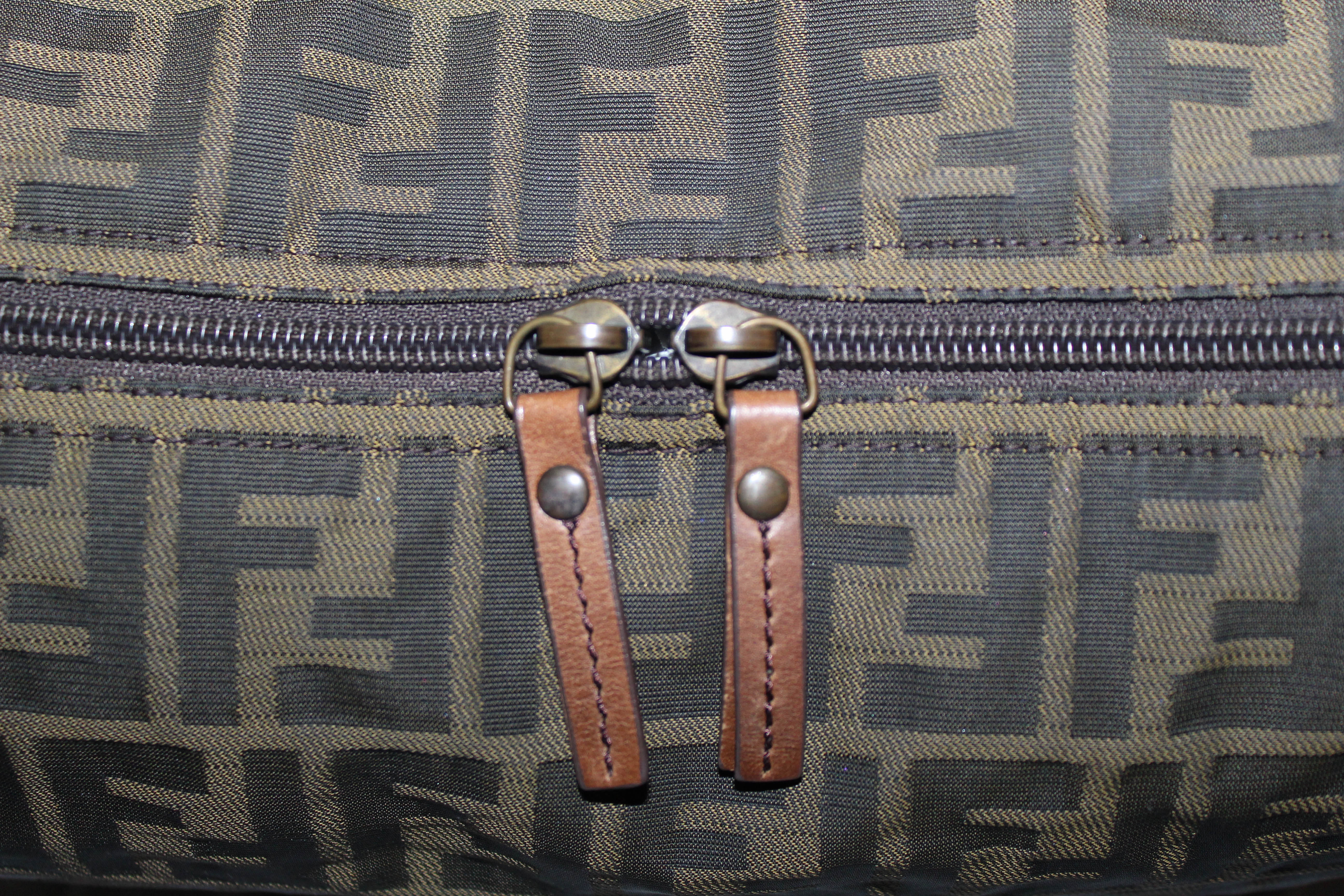 Authentic Fendi Brown Zucca Canvas Large Messenger Bag for Women - Luxury Crossbody Shoulder Bag - Perfect for Work, Travel & Everyday Use