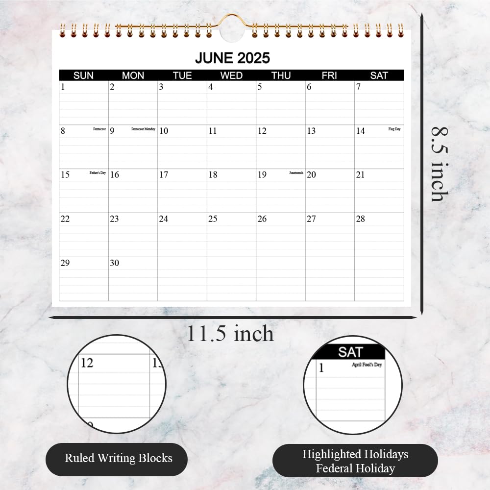 2025-2026 Wall Calendar | 19-Month Planner from June 2025 to December 2026 | Thick Paper 8.5
